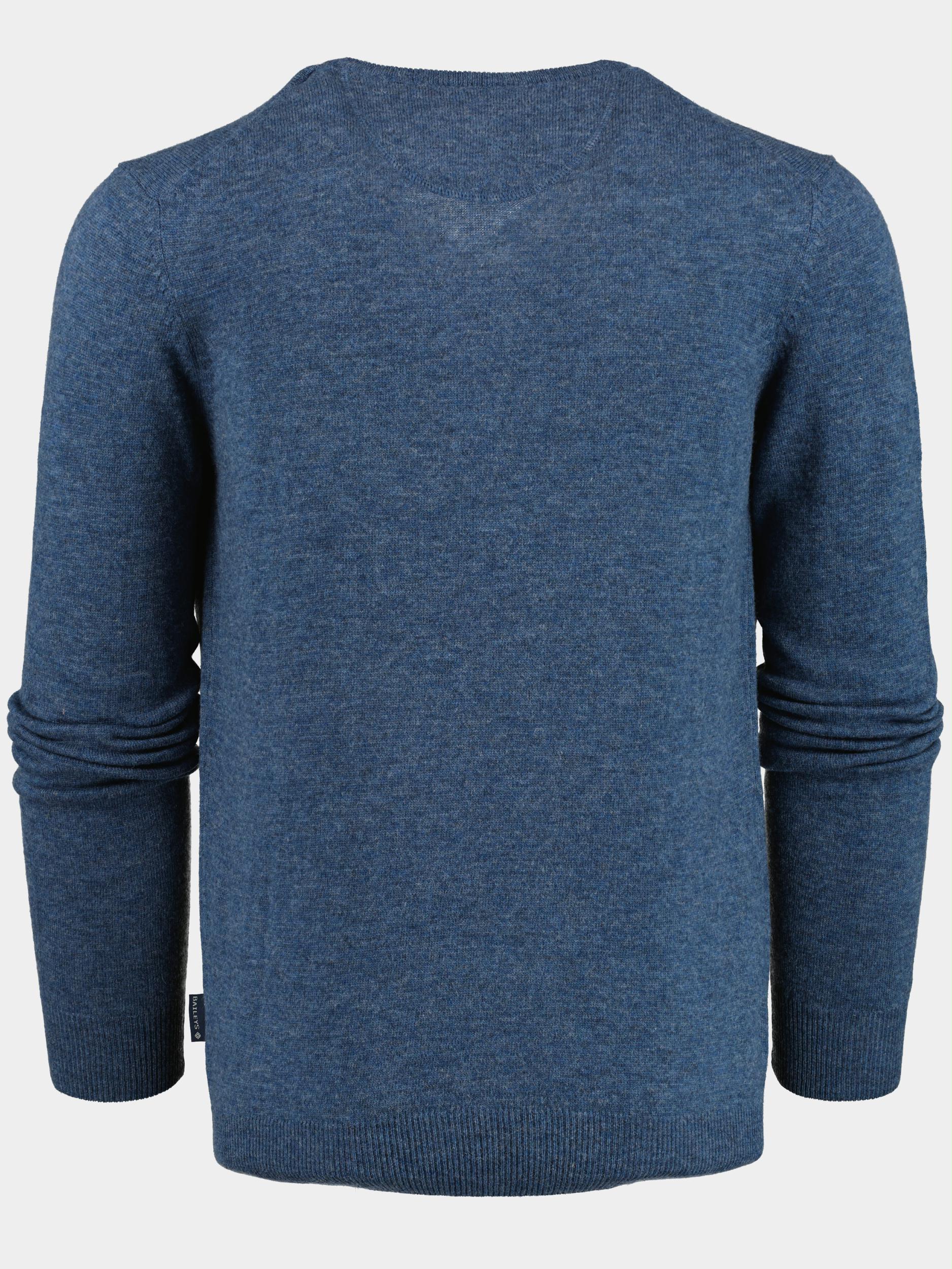 Pullover blauw lamswollen trui v hals 220071 535