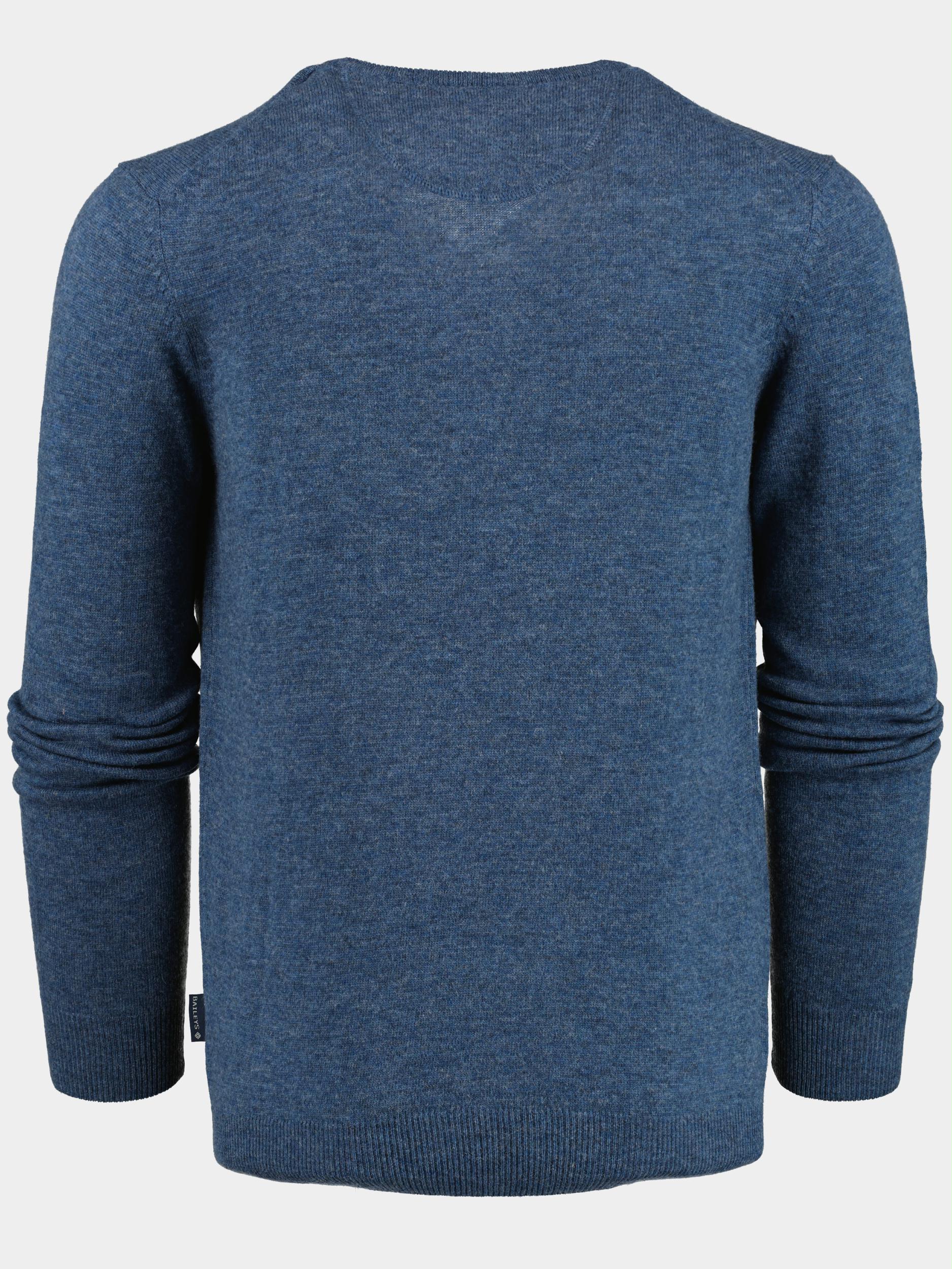 Baileys Pullover Blauw Lamswollen trui v-hals 220071/535