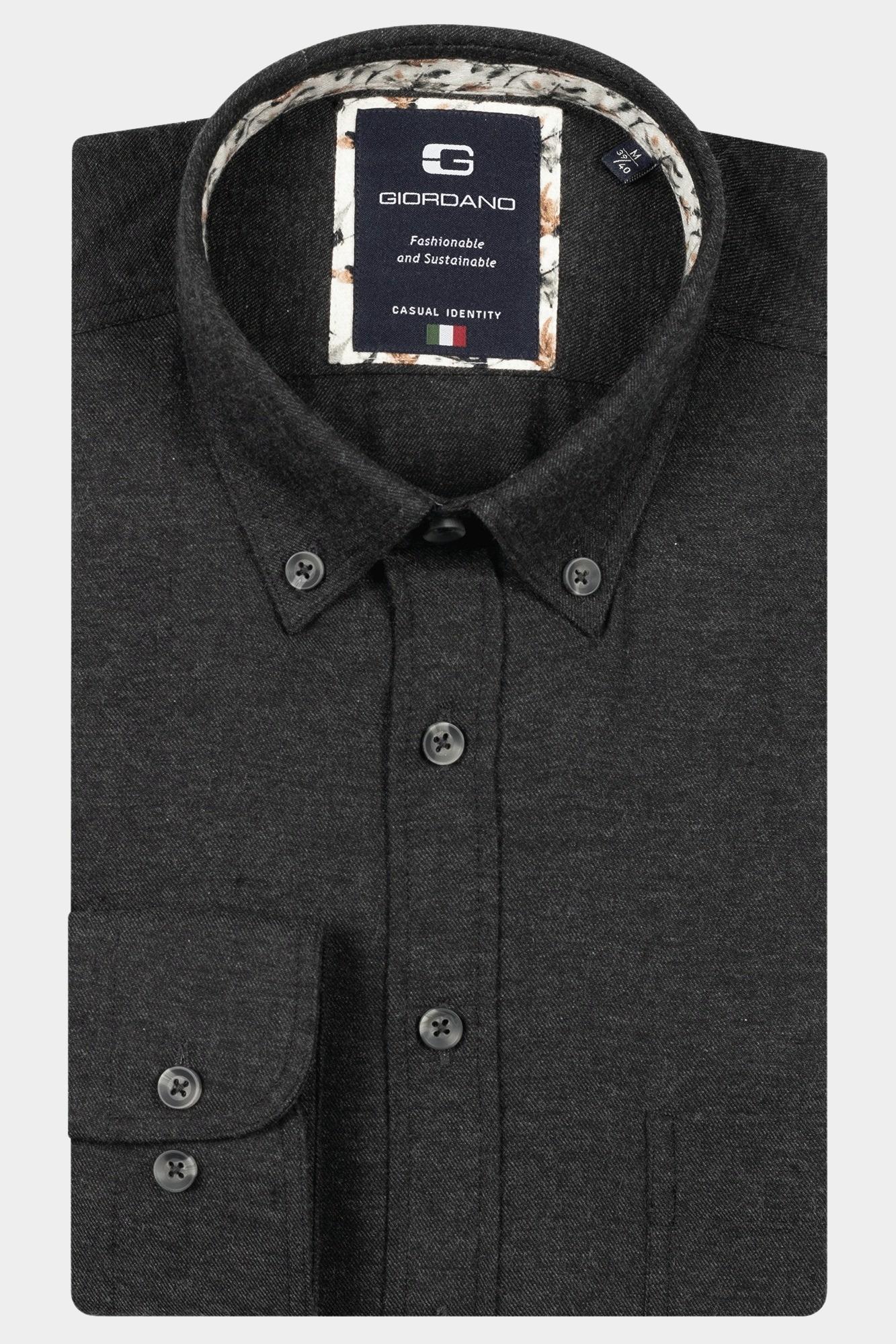 Giordano Casual hemd lange mouw Zwart Brando long sleeve button dow 527006/90