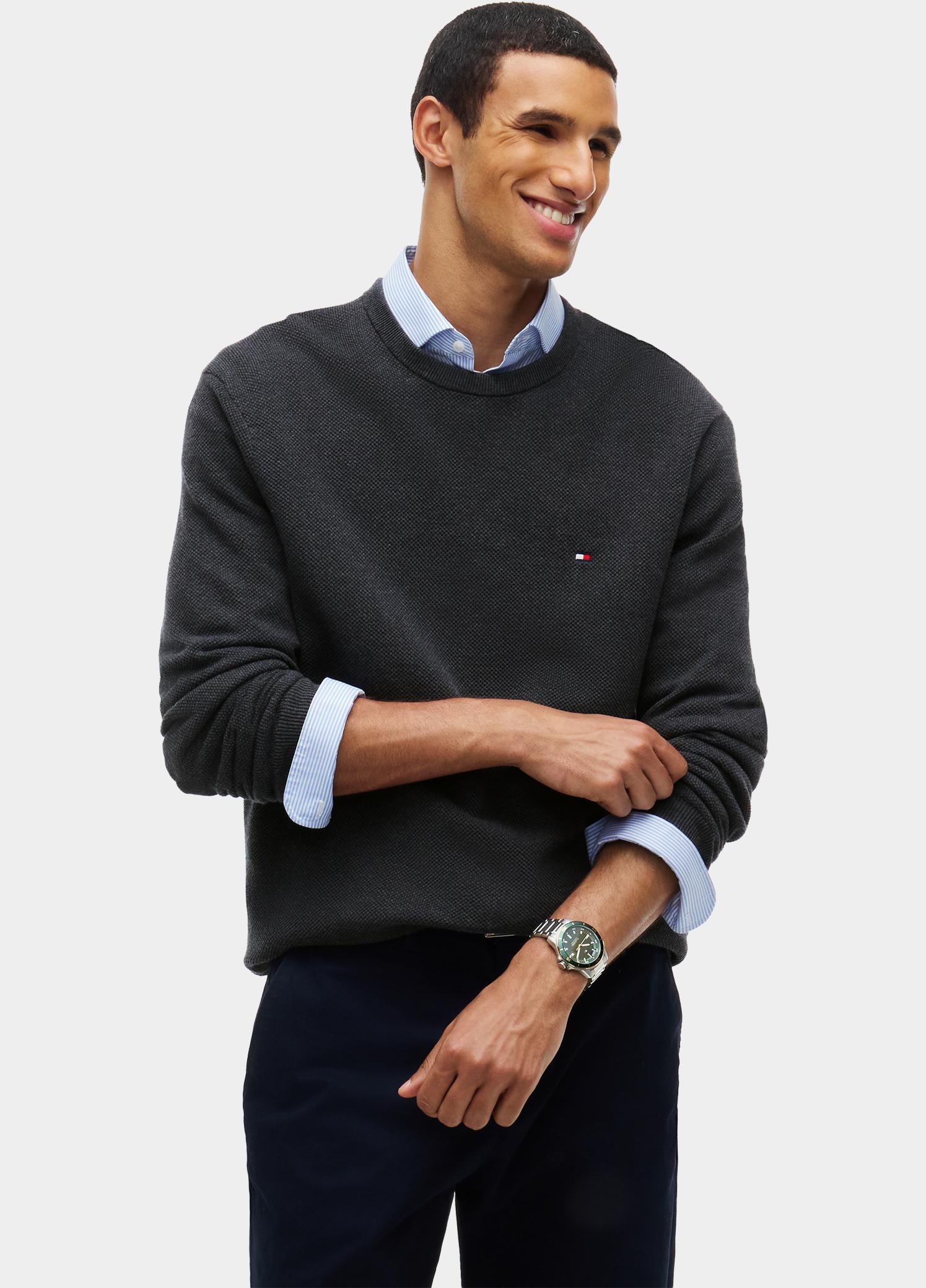 Tommy Hilfiger Pullover heren Grijs ESSENTIAL STRUCTURE CREW NECK MW0MW36347/P92