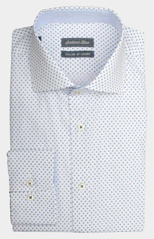 Scotland Blue Casual hemd lange mouw Wit Wesley Dressual Shirt 19306WE20SB/131 white-blue