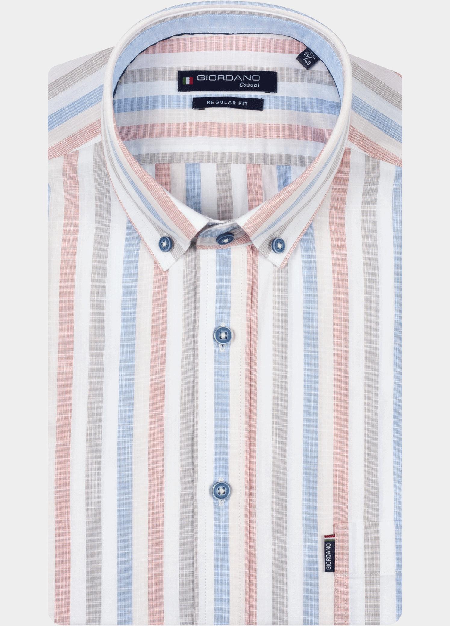 Giordano overhemd korte mouw heren Roze League Short Sleeve Button Do 616140/31
