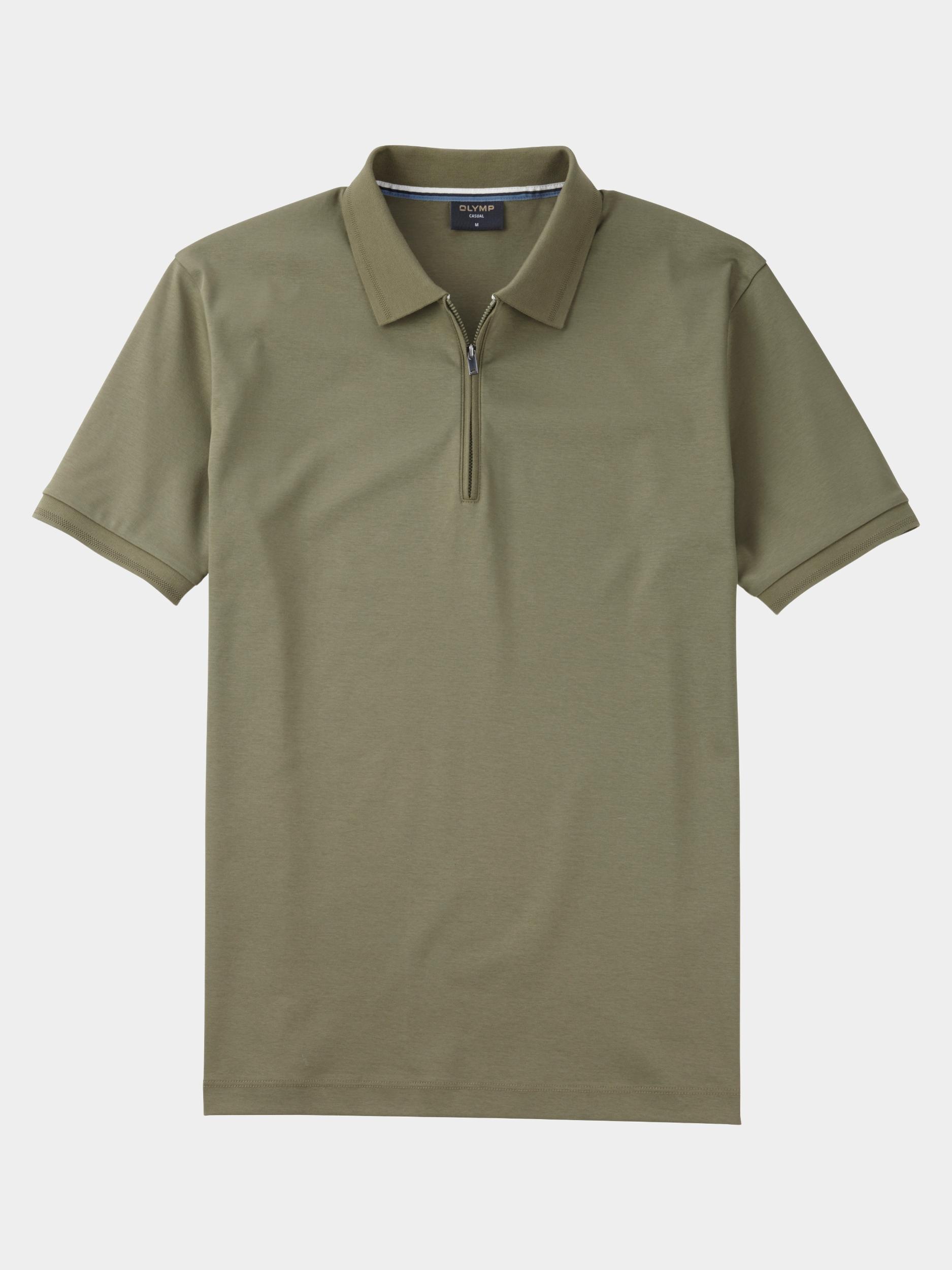 Olymp Polo korte mouw Groen Interlock Zip Polo 540362/47