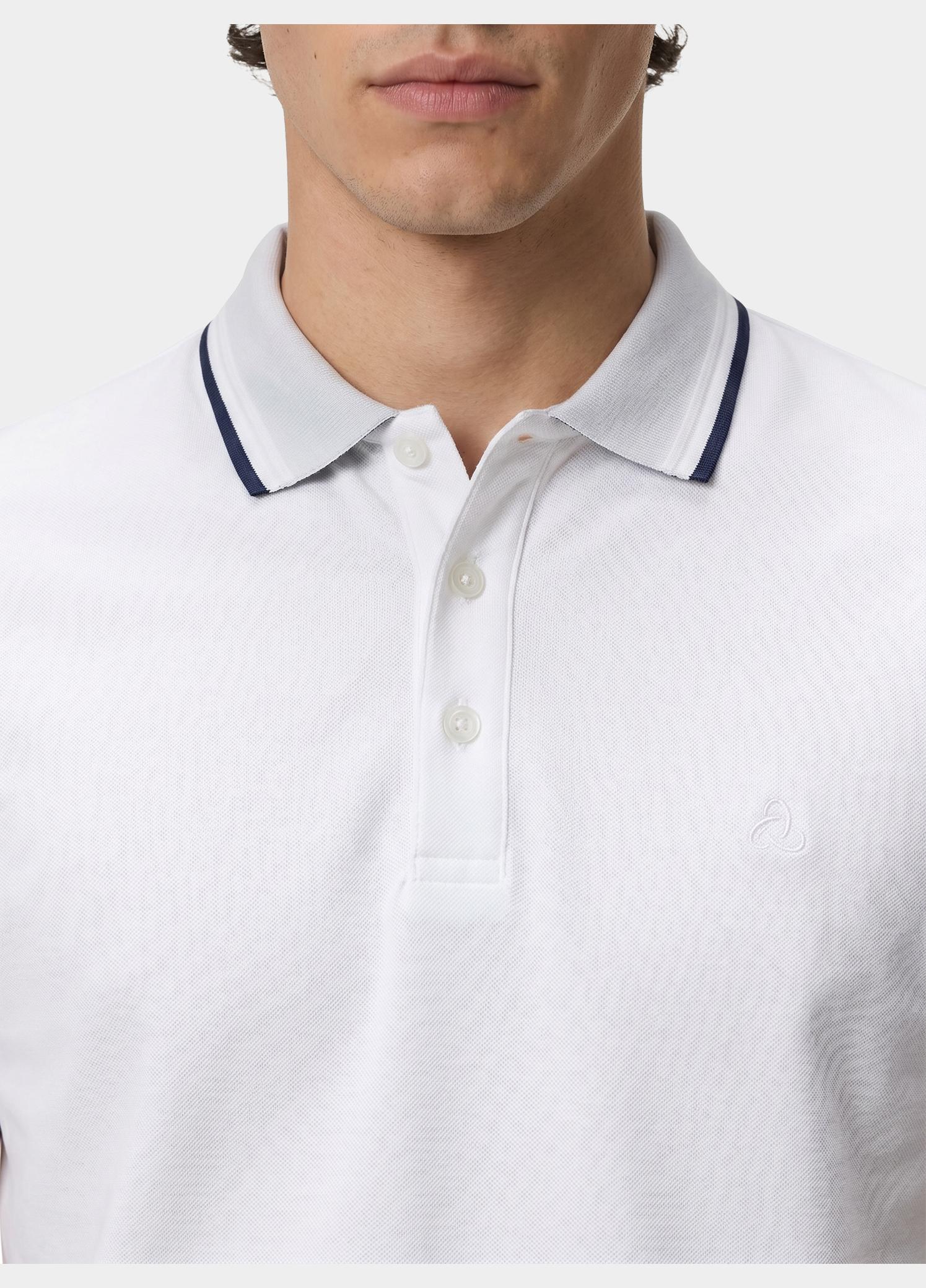 Scotland Blue Polo heren Wit Brick Polo Plain Contrast Col SPE25108BR06SB/100 white