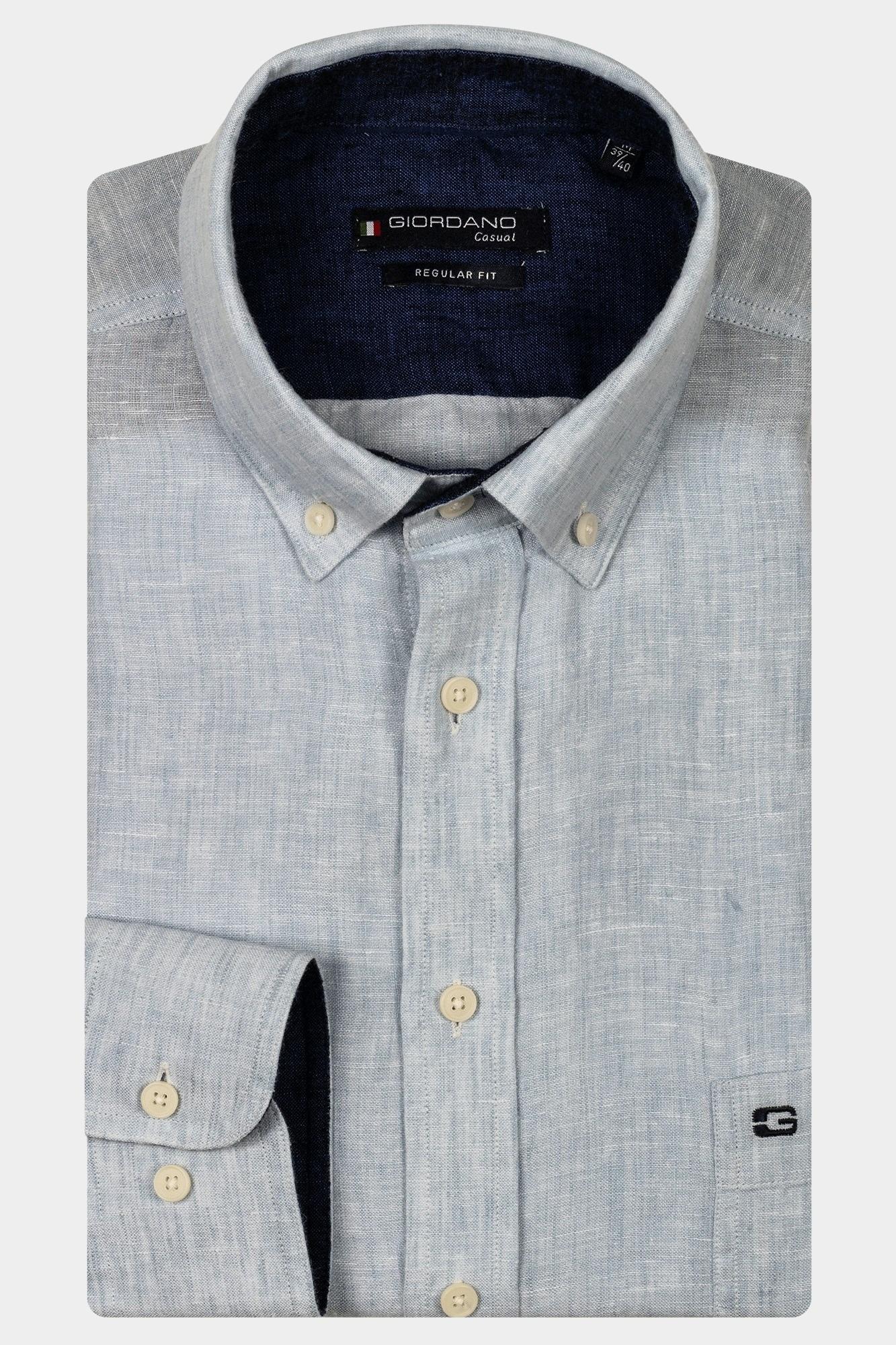 Giordano Casual hemd lange mouw Blauw Ivy Long Sleeve button down s 517009/61