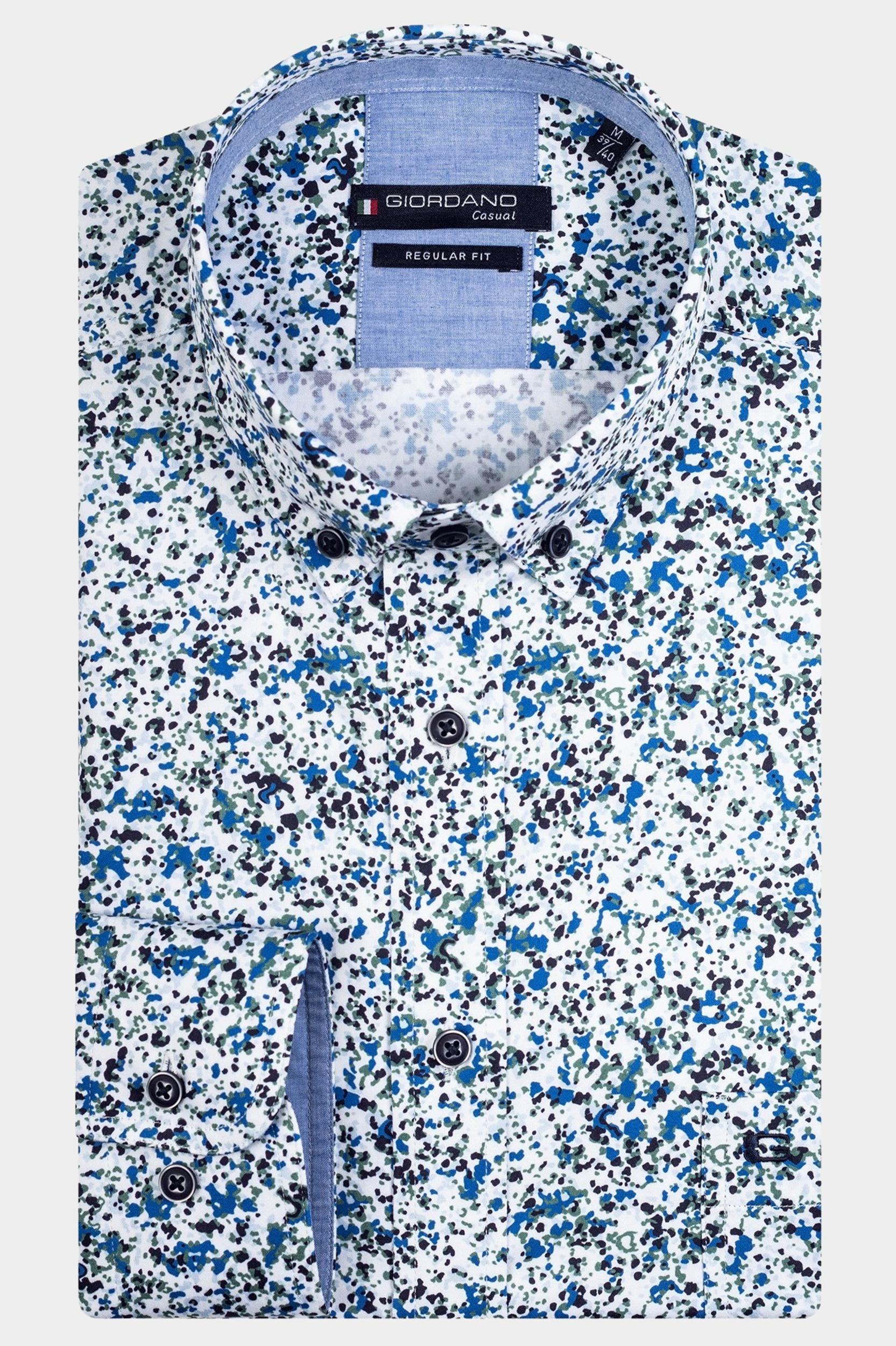 Giordano Casual hemd lange mouw Groen Ivy Stains Print 417038/70