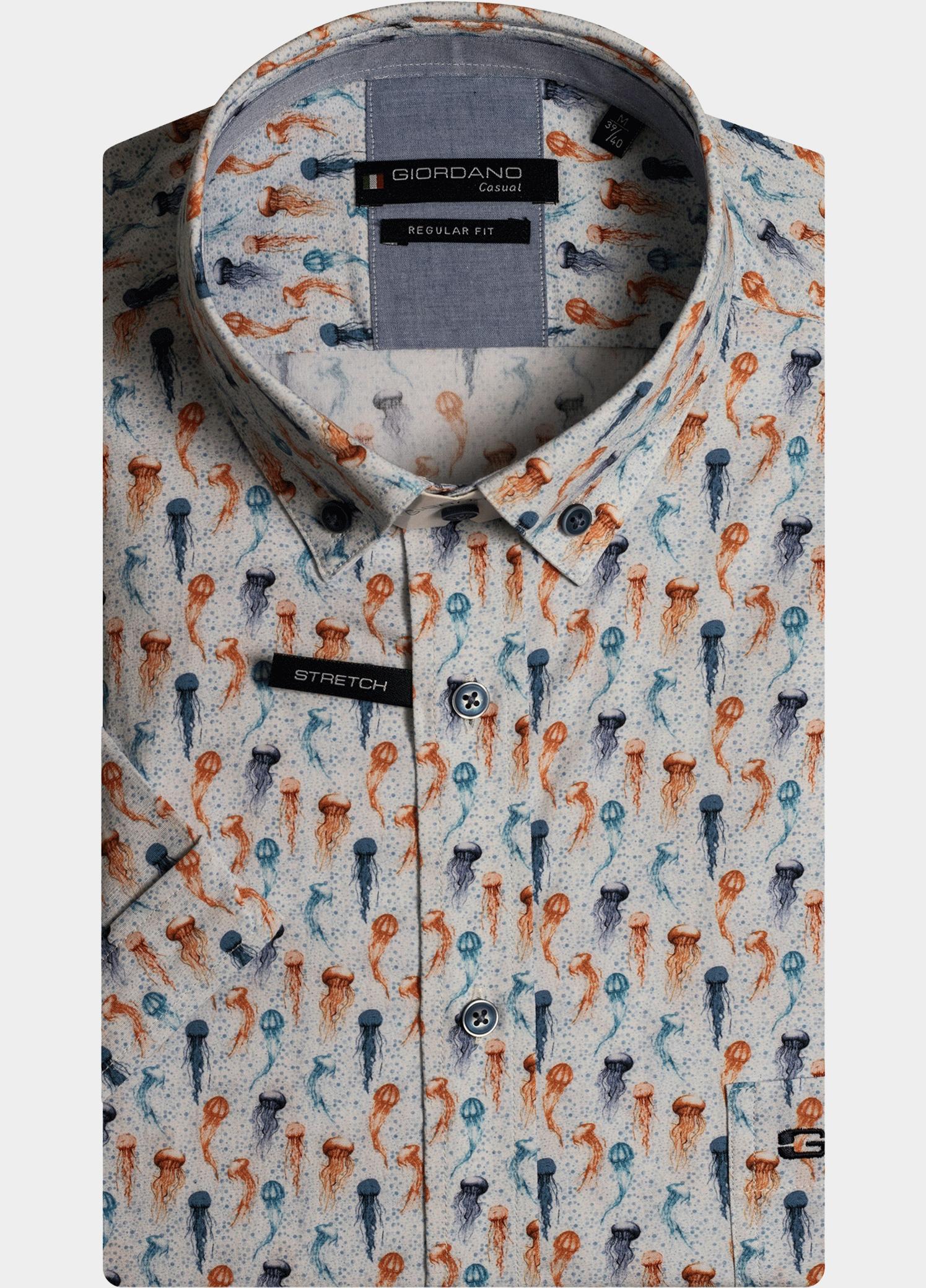 Giordano overhemd korte mouw heren Geel League, SS Button Down Jellyf 416014/20