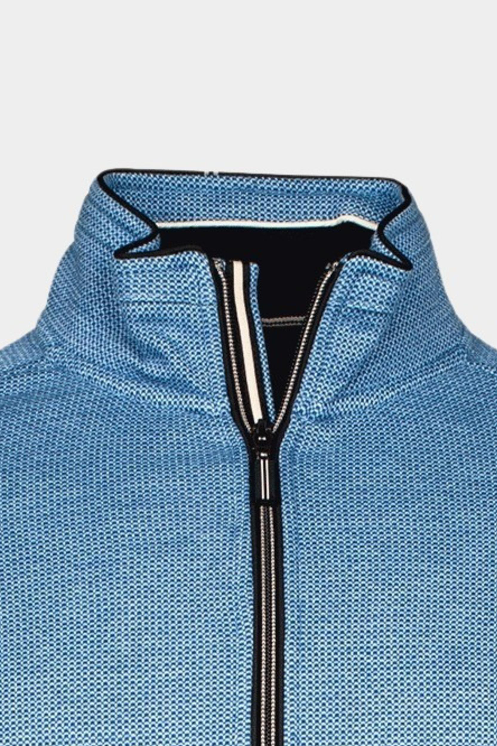 Baileys Vest Blauw Sweat Cardigan Zip 2-tone jacq 412237/68