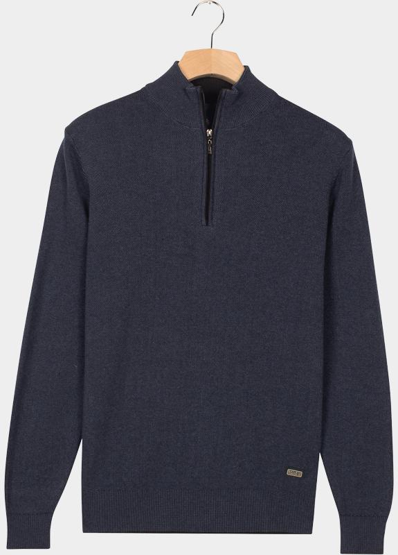 Baileys Half Zip Blauw Pullover 1/2 zip  all-over 2- 528409/675