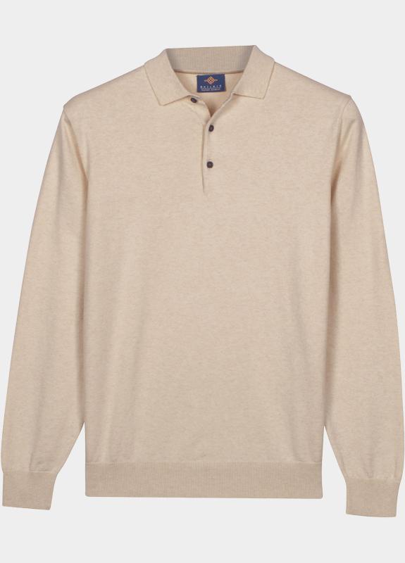 Baileys Polo lange mouwen heren Grijs Polo Pullover LS placket butt 618300/945