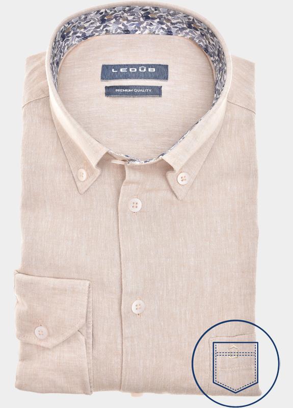 Ledub Business hemd lange mouw Bruin  0142445/620-161-000