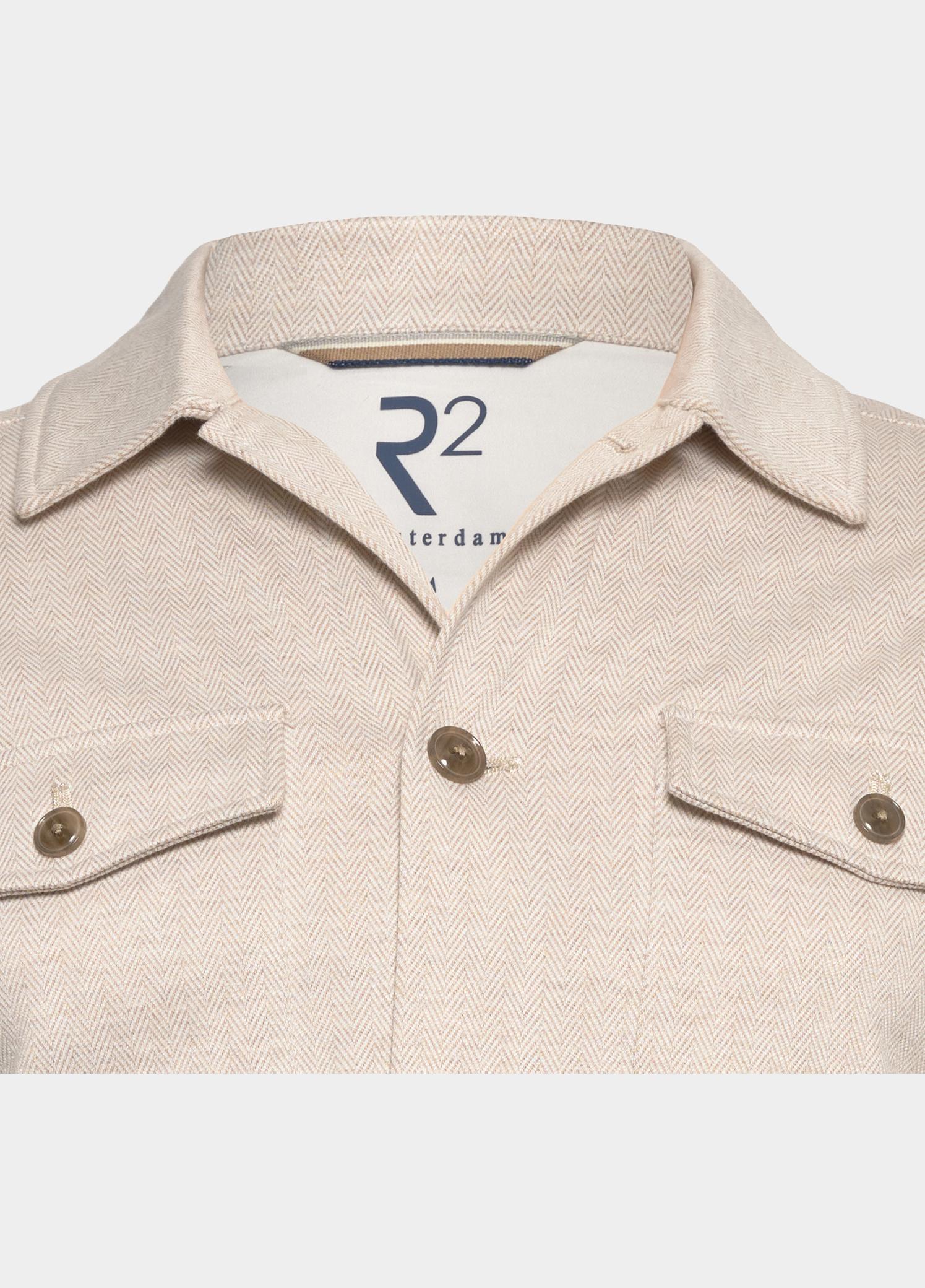 R2 Amsterdam Overshirt Wit Herringbone overshirt 134.OVERSHIRT.009/039
