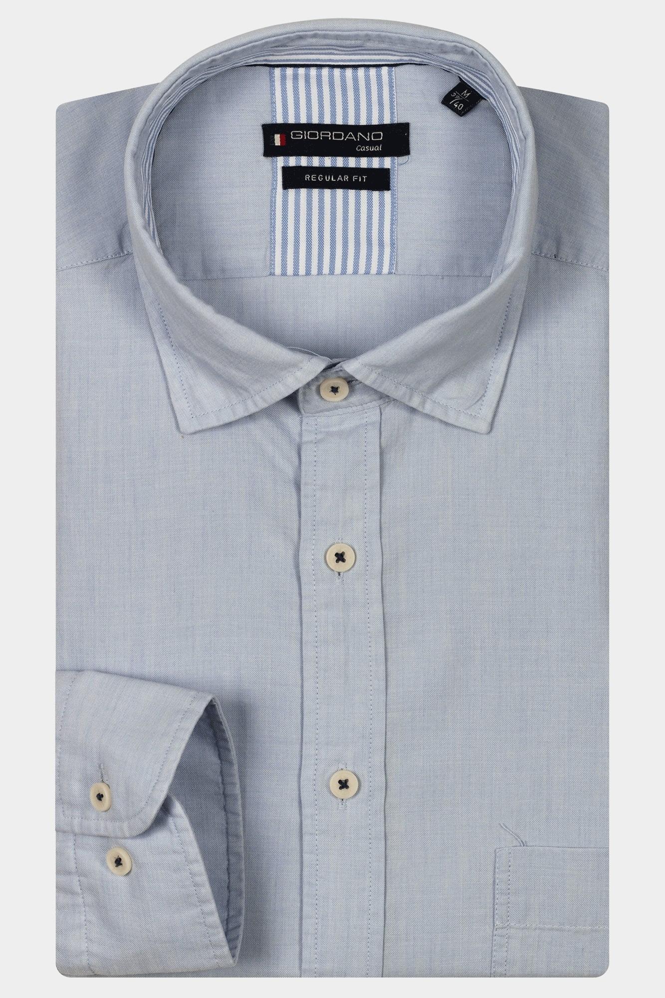 Giordano Casual hemd lange mouw Blauw Verona LS button under washed 517029/61