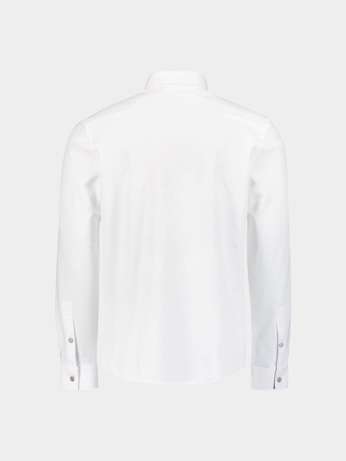 No Excess Casual hemd lange mouw Wit Shirt Jersey Pique Stretch N4186/010
