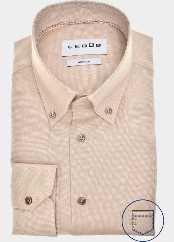 Ledub Business hemd lange mouw Bruin  0143351/630-630-000