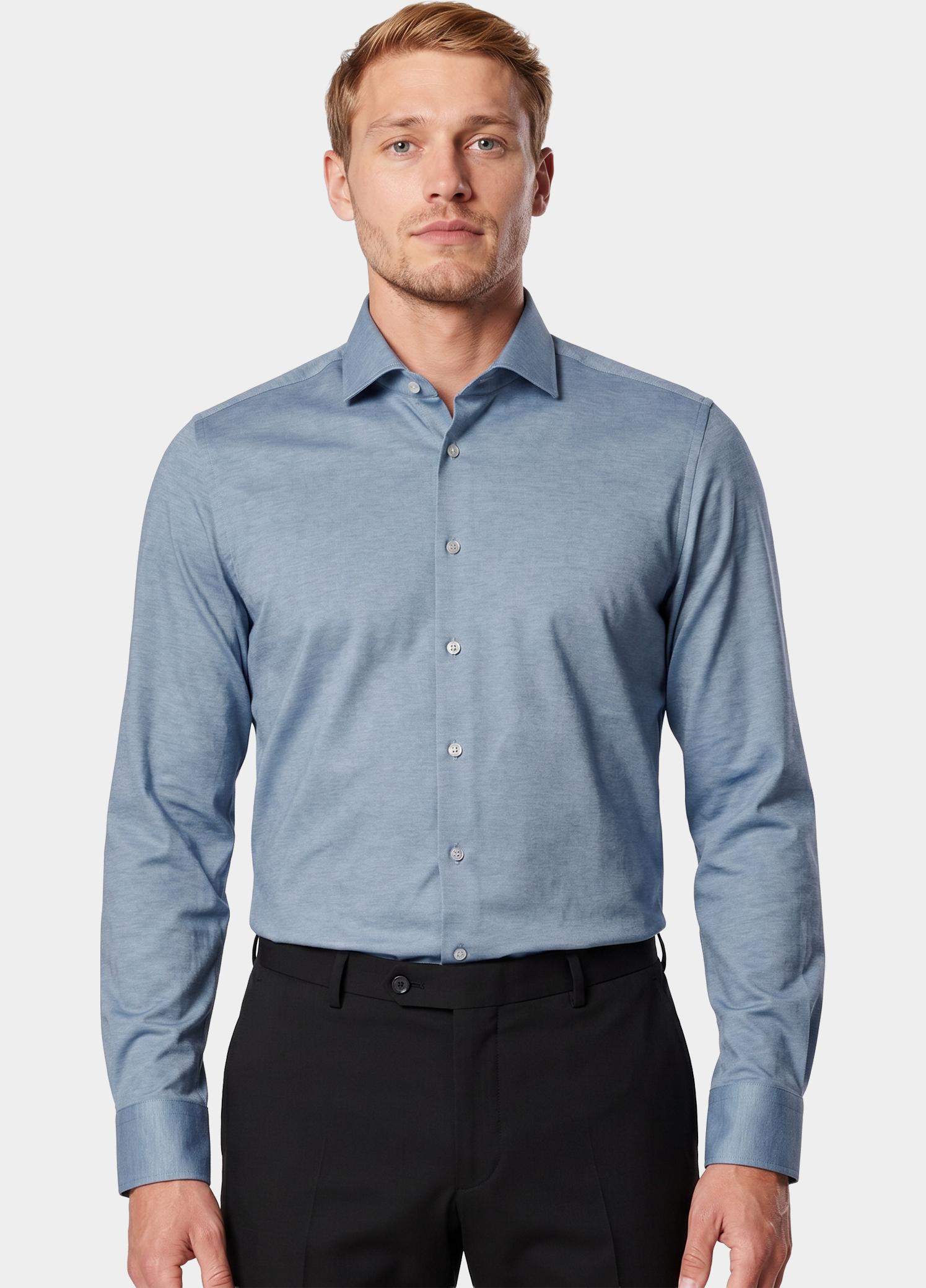 Venti Business hemd lange mouw Blauw Kent Modern Fit Jerseyflex 123963800/100