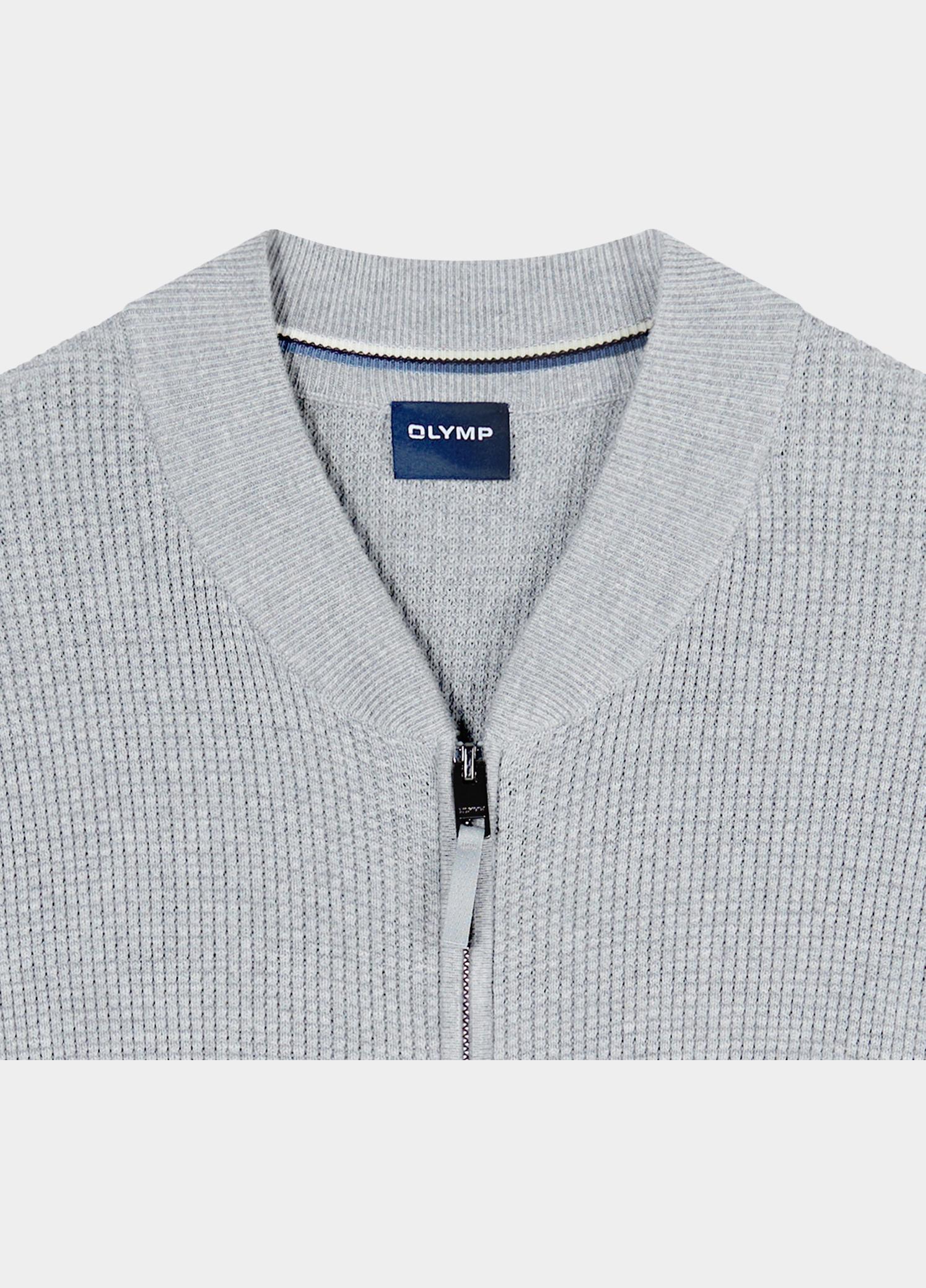 Olymp Vest heren Grijs Zip Jacke Strick 536226/62