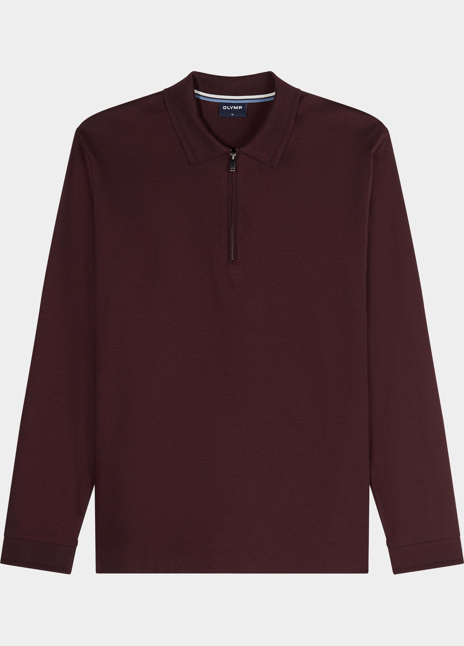 Olymp Polo lange mouwen heren Rood Interlock Zip Polo Longsleeve 543084/37