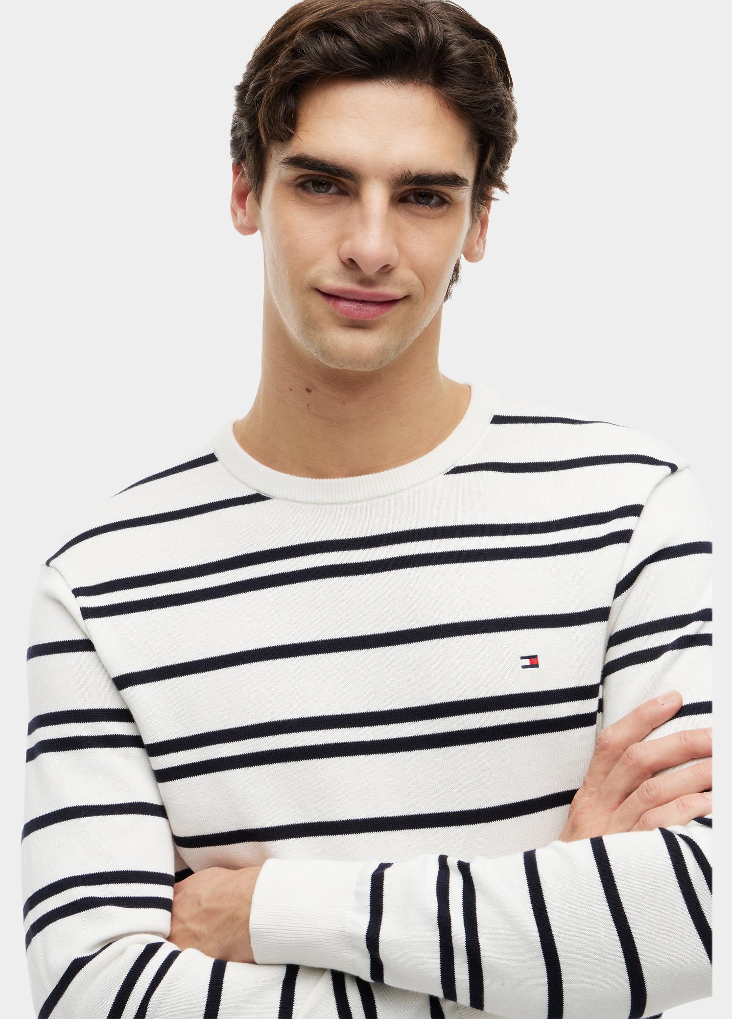 Tommy Hilfiger Pullover heren Wit Essential SSNL Cotton Crew Nec MW0MW39999/0K4