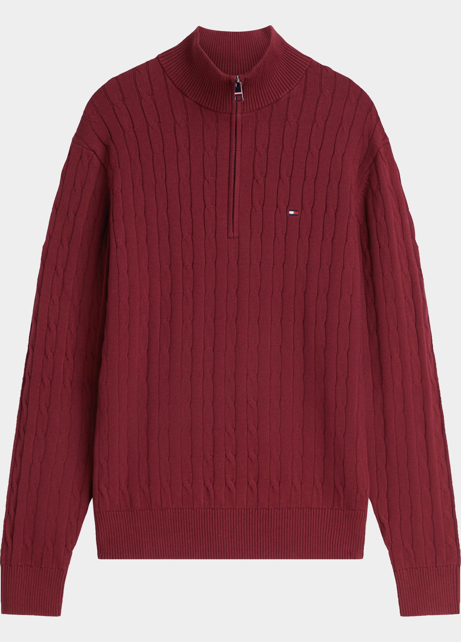 Tommy Hilfiger Half Zip Paars CLASSIC COTTON CABLE ZIP MOCK MW0MW36532/VLP