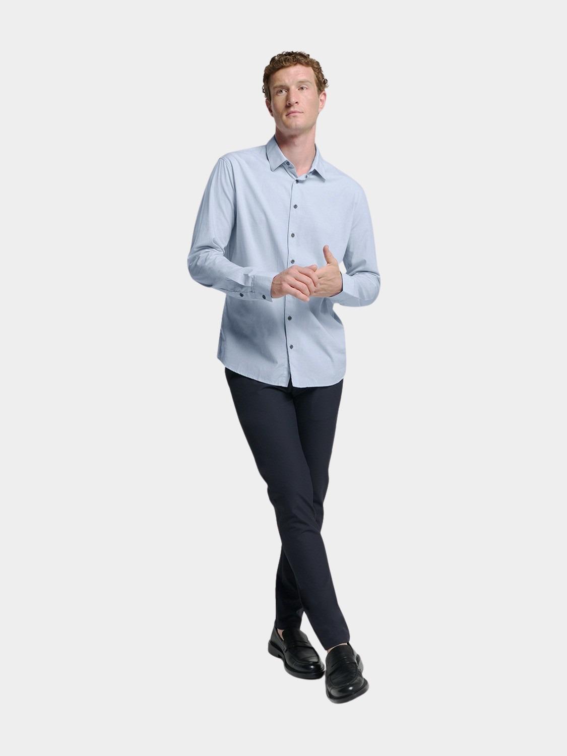 No Excess Casual hemd lange mouw Blauw Shirt 2 Coloured N4330/130