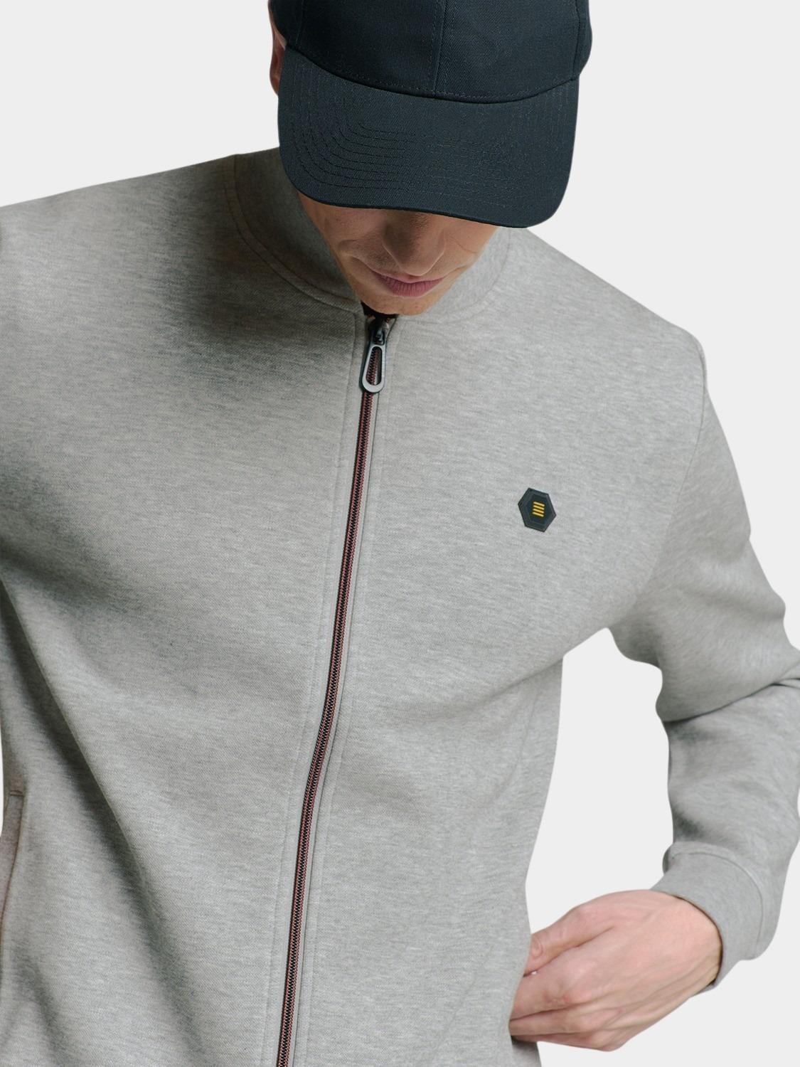 No Excess Vest Grijs Sweater Full Zipper Pique Bom N1006/102