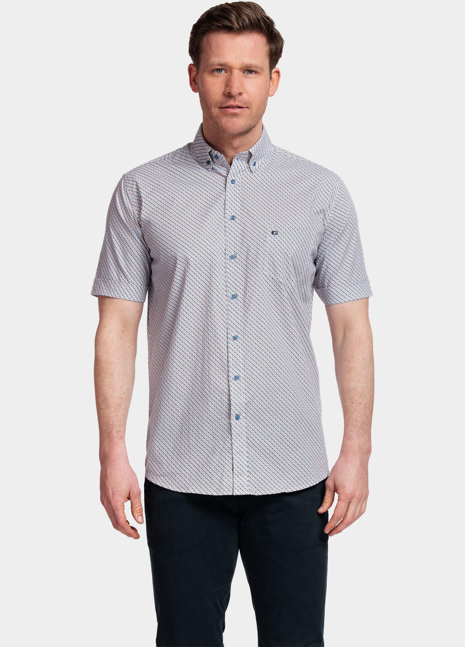 Giordano overhemd korte mouw heren Geel League, SS Button Down Graphi 416016/20