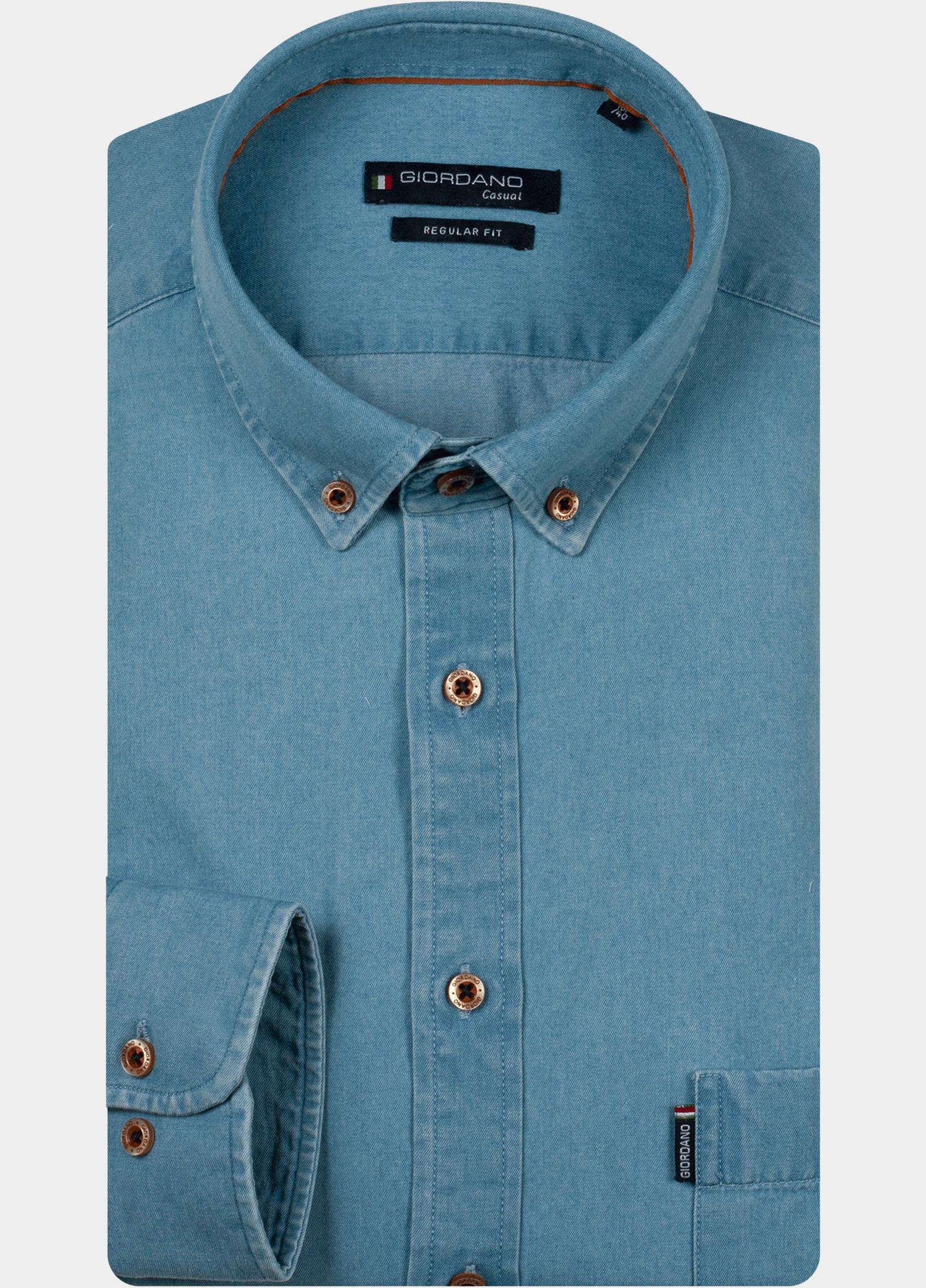 Giordano Overhemd heren Blauw Dino Soft washed denim 627004/61