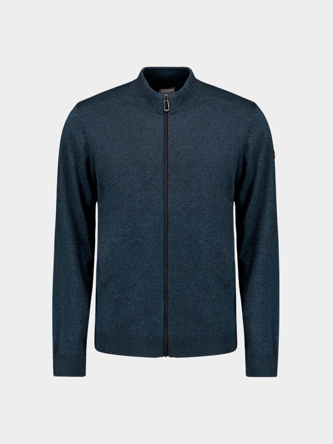 No Excess Vest Blauw Cardigan 2 Coloured Melange N2154/037