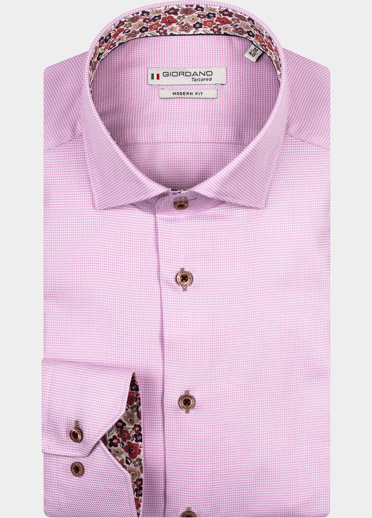 Giordano Overhemd heren Roze Maggiore, LS Semi Cutaway Pie 417864/51