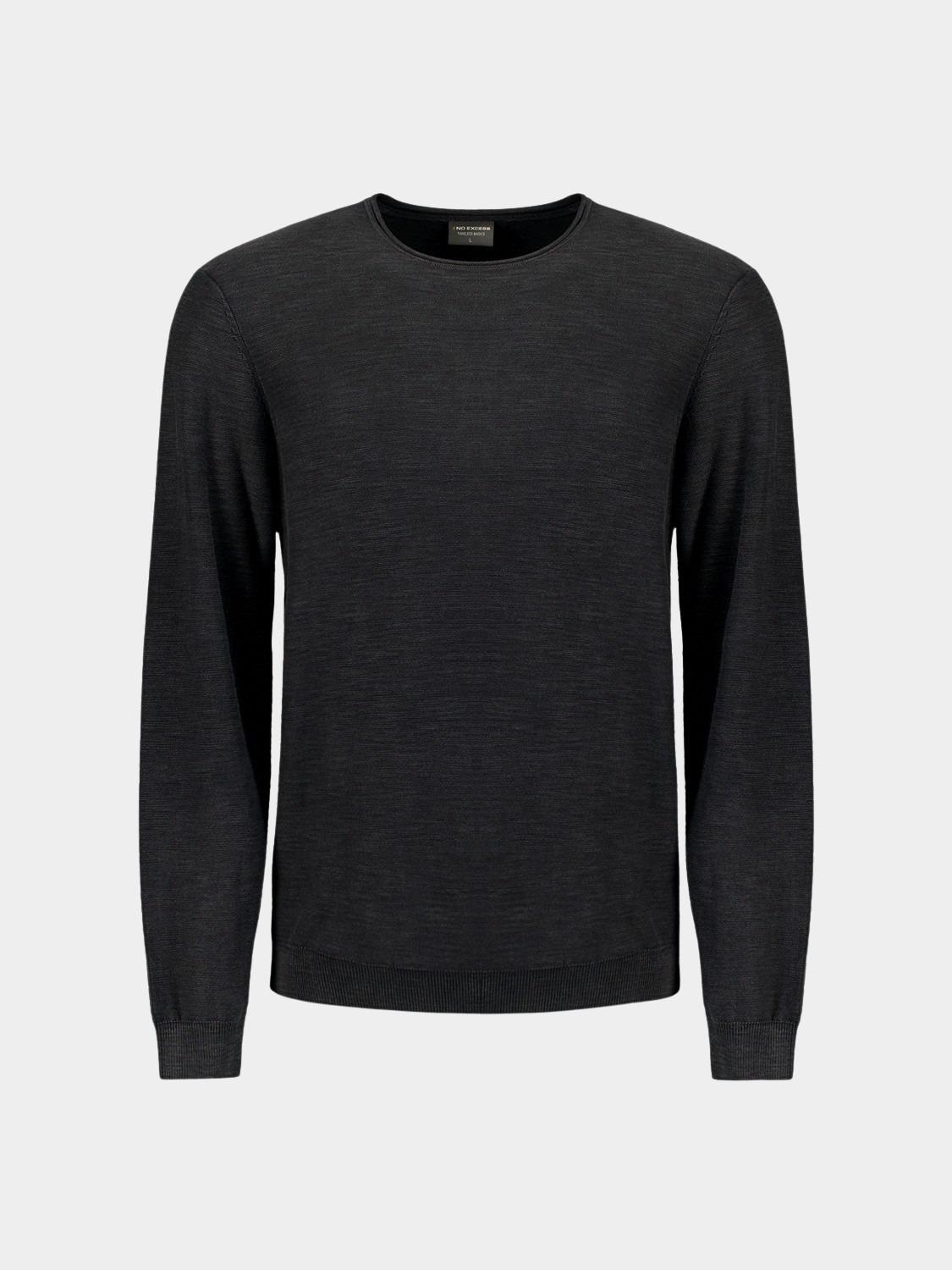 No Excess Pullover Zwart Pullover Crewneck Garment Dye N2101/020
