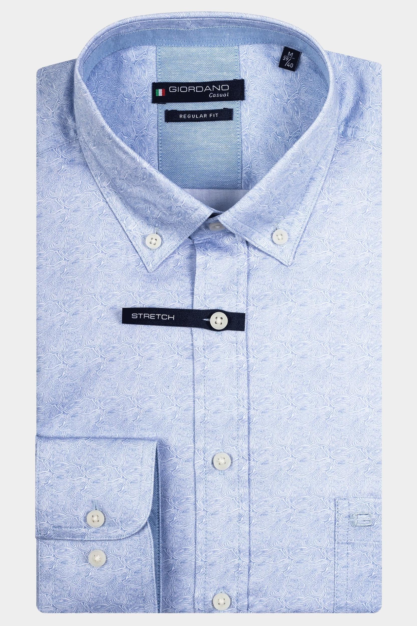 Giordano Casual hemd korte mouw Blauw League Minimal Lines Print 416004/60