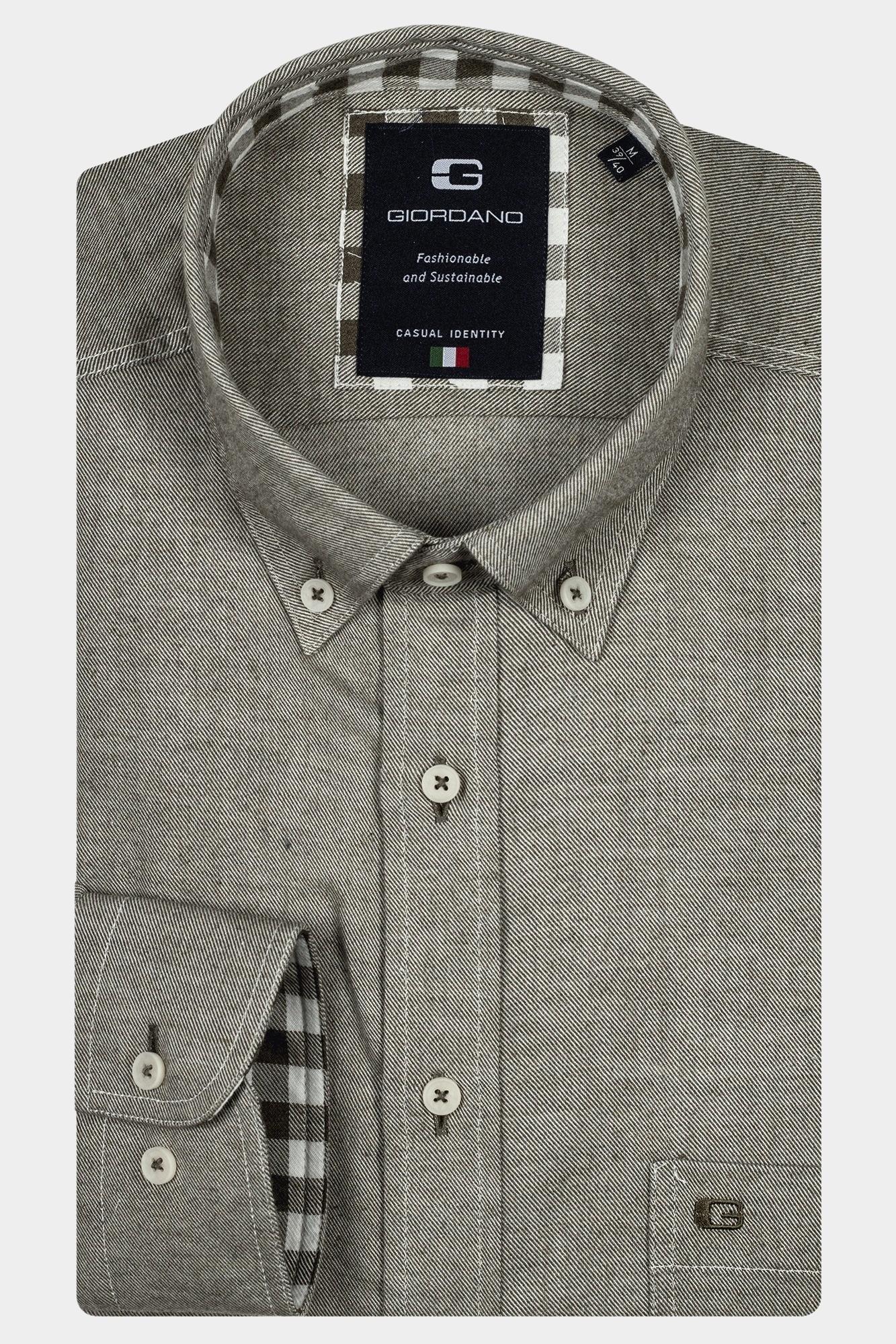 Giordano Casual hemd lange mouw Groen Brando, LS Button Down  Two-T 427004/70