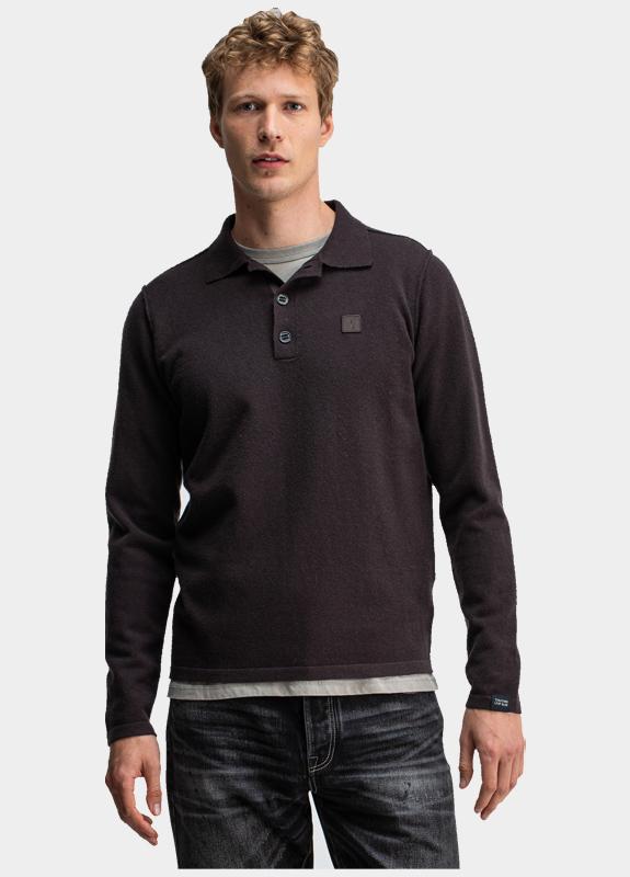 Butcher of Blue Polo lange mouw Bruin Clifden Polo M2126015/694