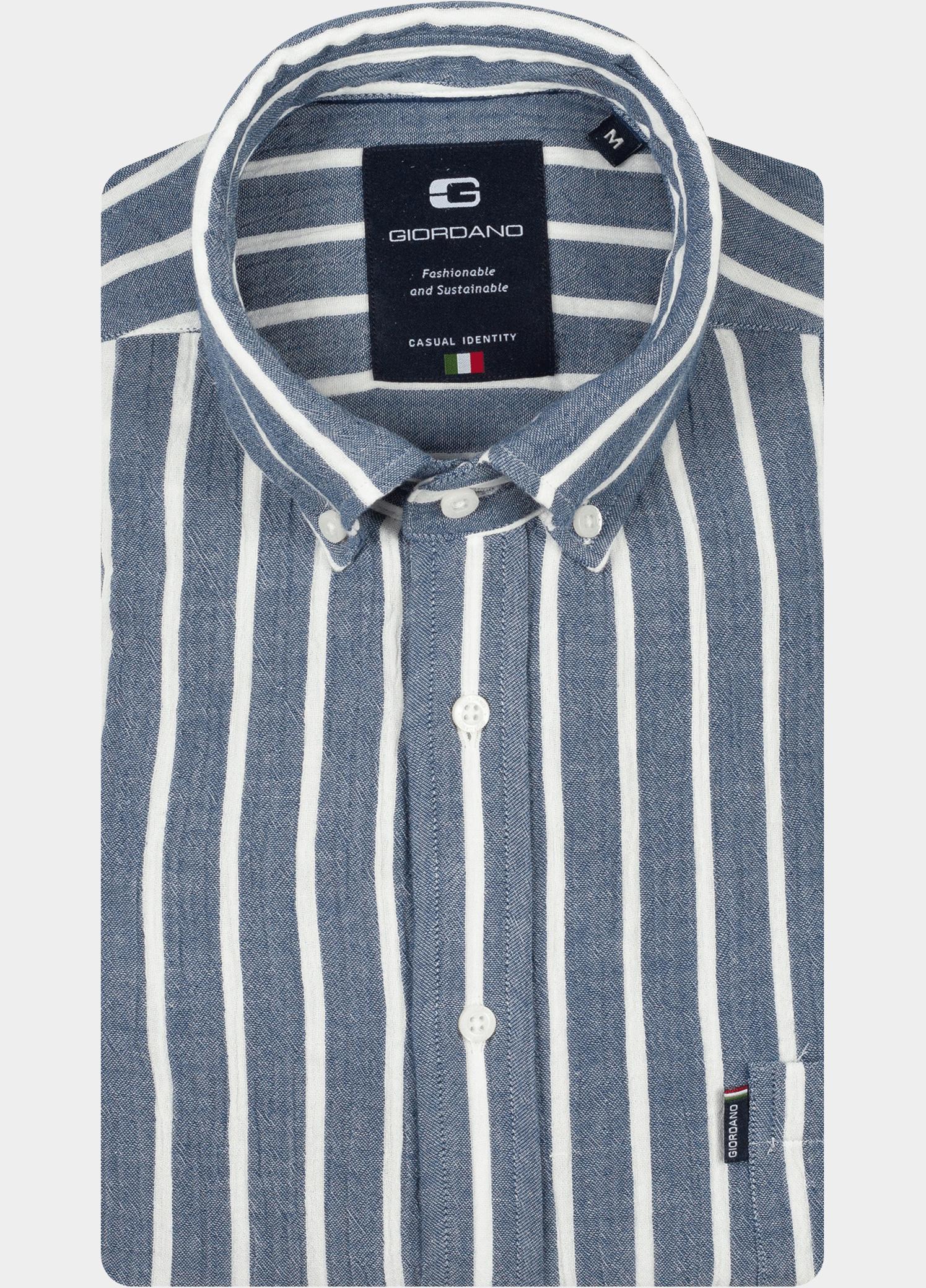 Giordano Overhemd heren Blauw Dino Long Sleeve Button Down 617124/60