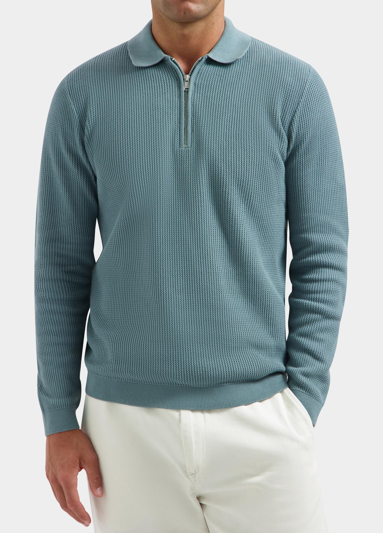Dstrezzed Polo lange mouwen heren Blauw Kostas Zip 406054/617