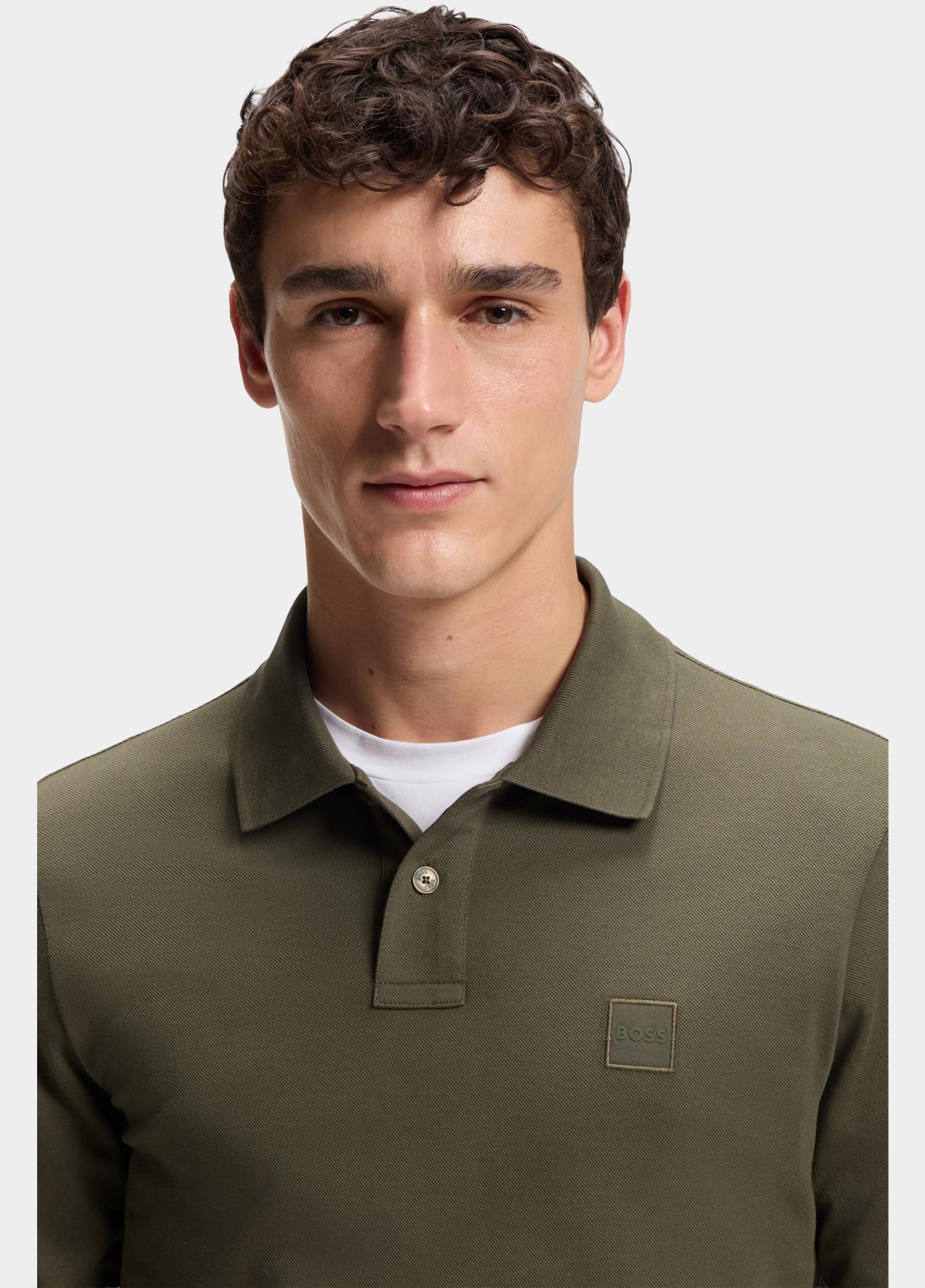 BOSS Orange Polo lange mouw Groen Passerby 10256683 01 50507704/325