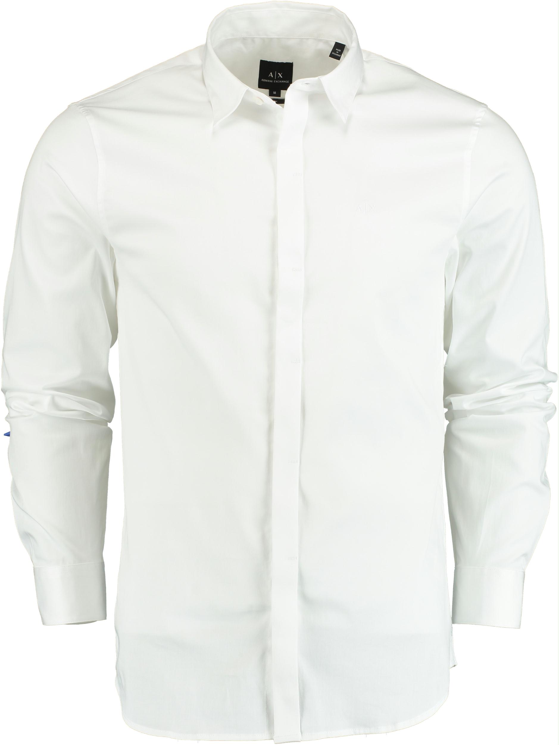 Armani Exchange Casual hemd lange mouw Wit Overhemd stretch wit Slim FIt 8NZCBD.ZN10Z/0113