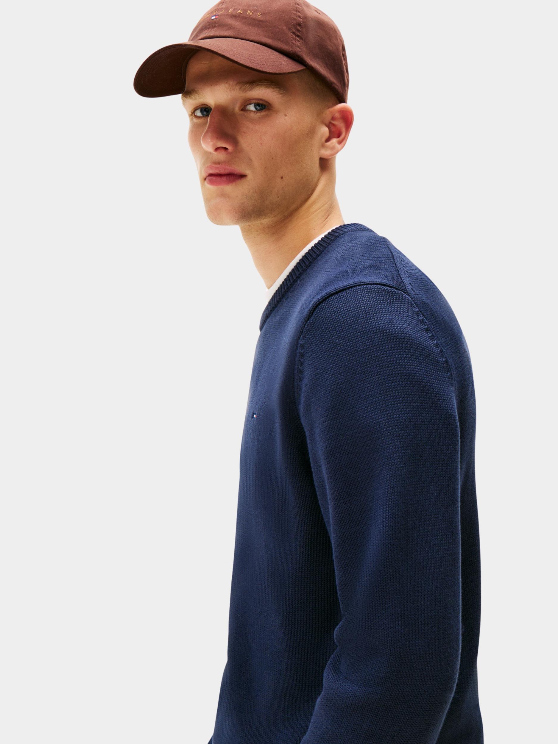 Tommy Jeans Pullover Blauw TJM SLIM ESS SWEATER EXT DM0DM21787/C1G