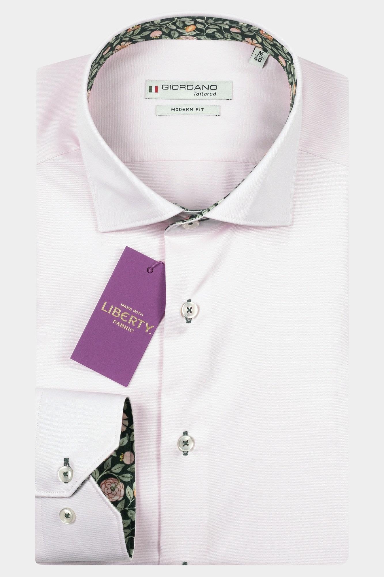 Giordano Casual hemd lange mouw Roze Locarno long sleeve semi cuta 527872/50