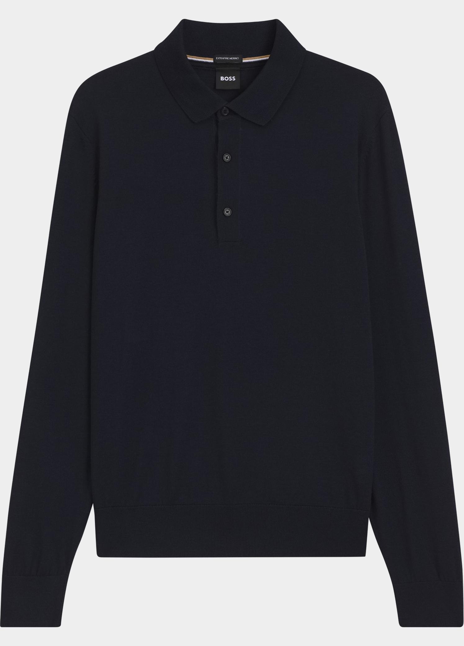 BOSS Black Polo lange mouw Blauw H-Lancione 10280691 01 50565503/404