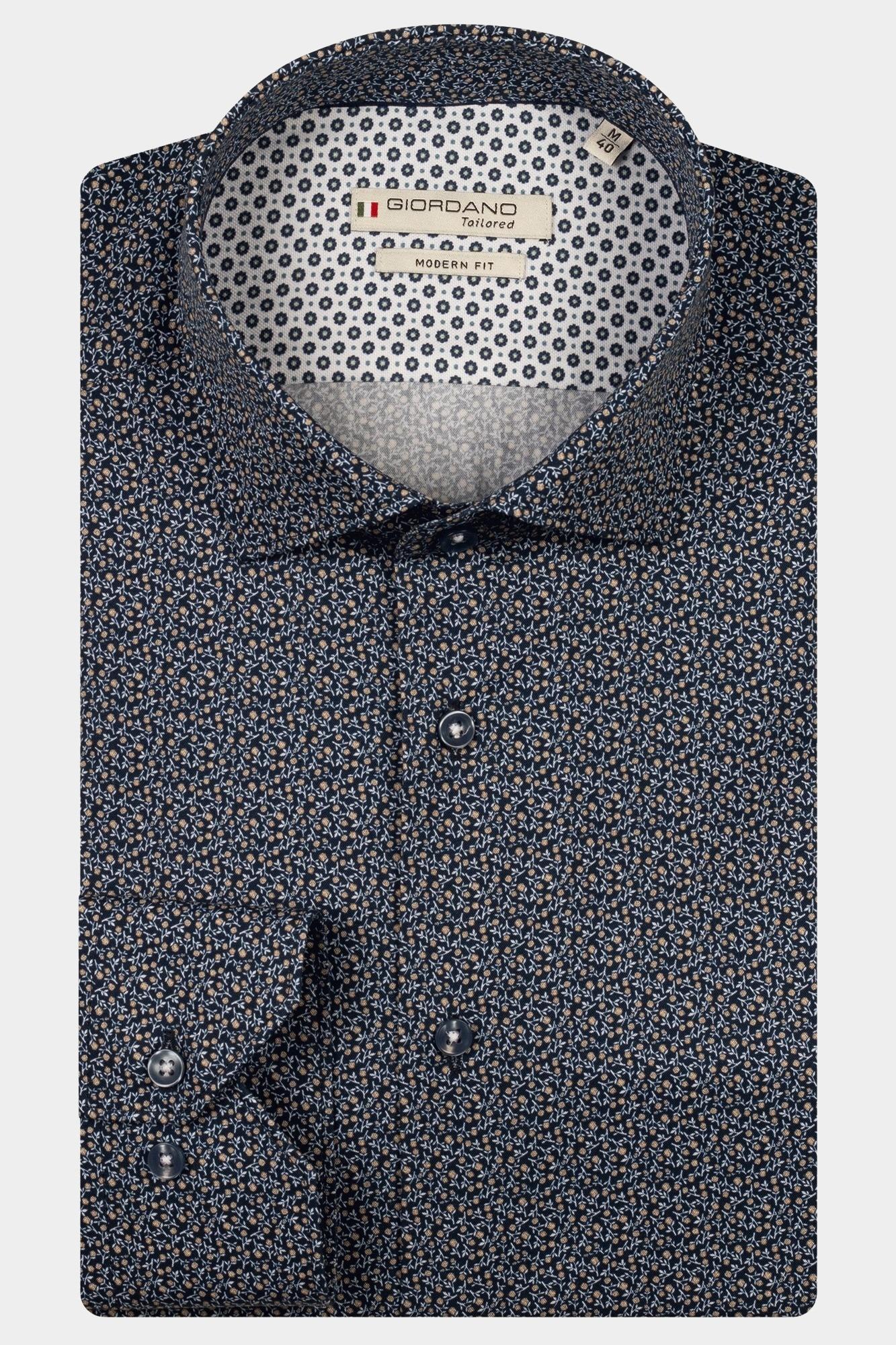 Giordano Casual hemd lange mouw Bruin Maggiore long sleeve semi cut 527811/80