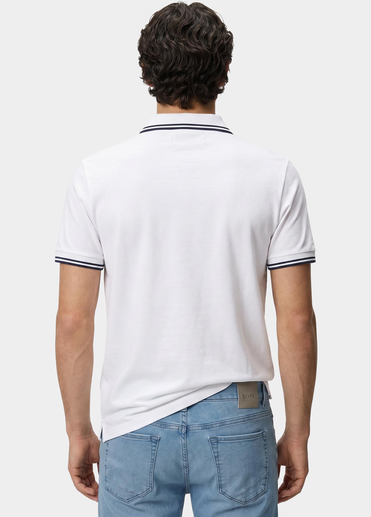 Scotland Blue Polo heren Wit Brick Polo Plain Contrast Col SPE25108BR06SB/100 white