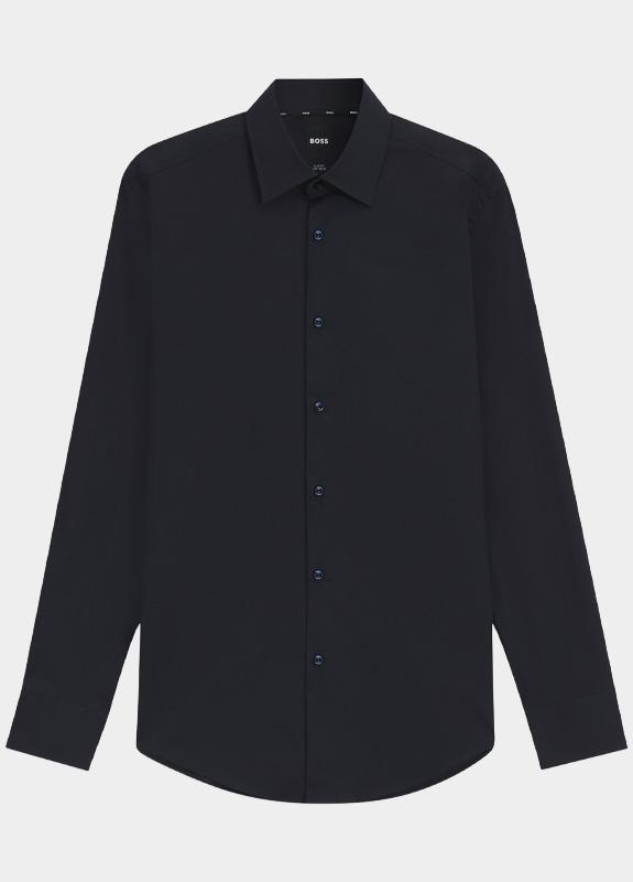 BOSS Black Business hemd lange mouw Blauw H-HANK slim fit 10219212 50469345/404