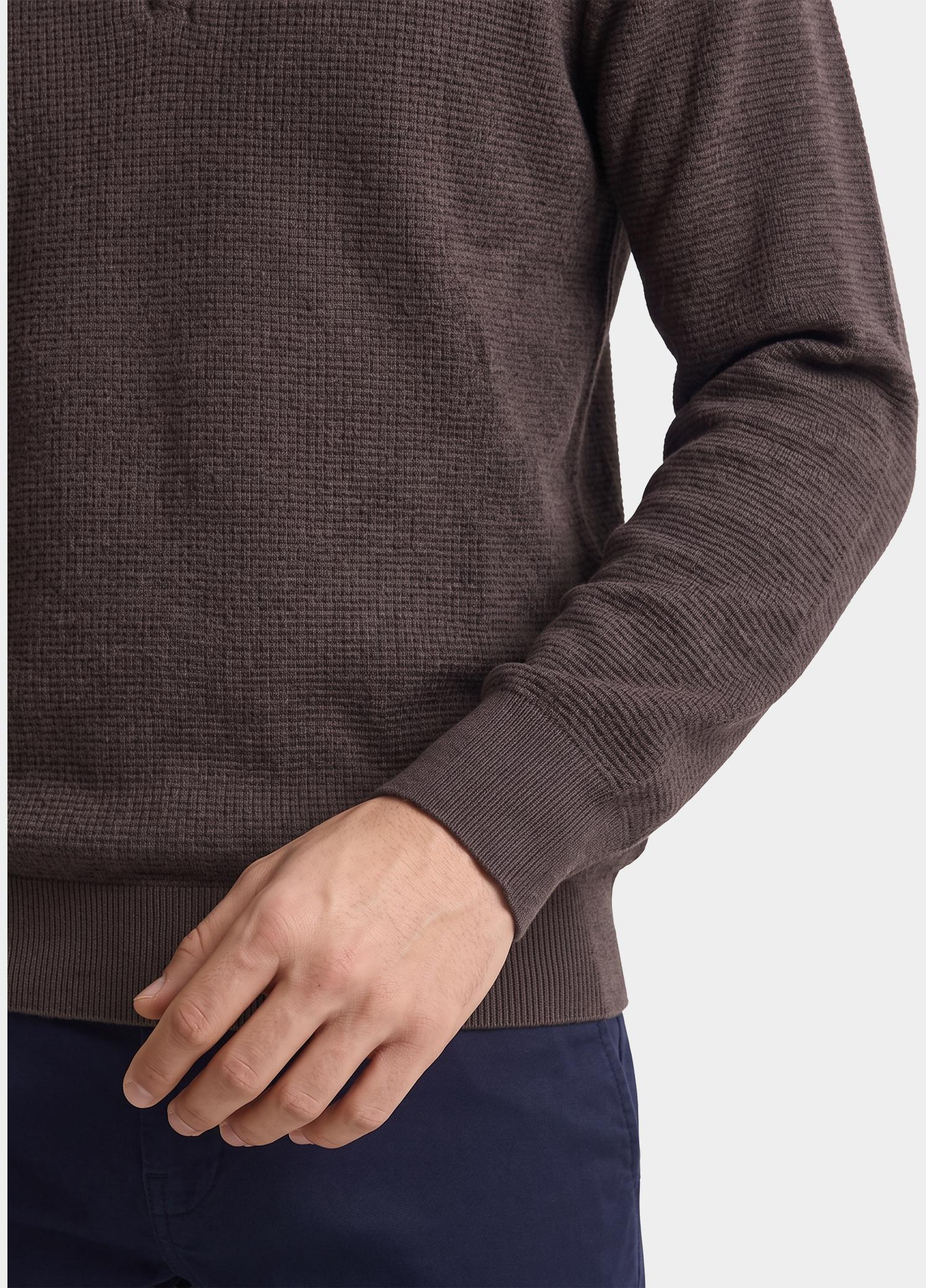 R2 Amsterdam Pullover heren Bruin Structured half zip 134.ZIP.001/042