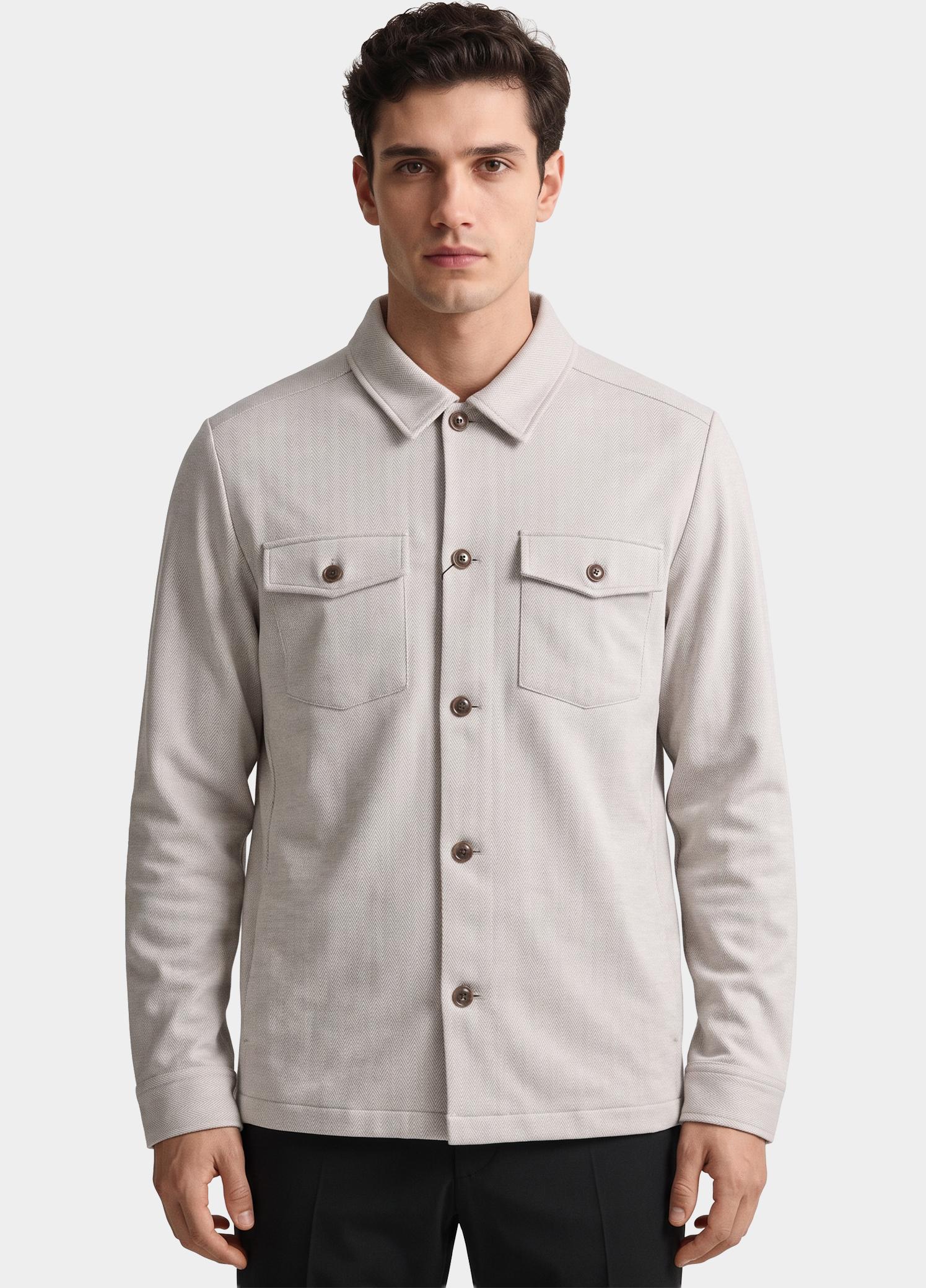 R2 Amsterdam Overshirt Grijs Herringbone overshirt 134.OVERSHIRT.009/039