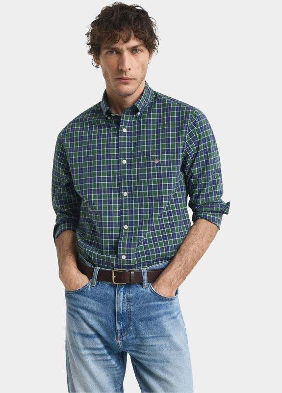 Gant Casual hemd lange mouw Groen Reg Classic Poplin Check 3250213/338