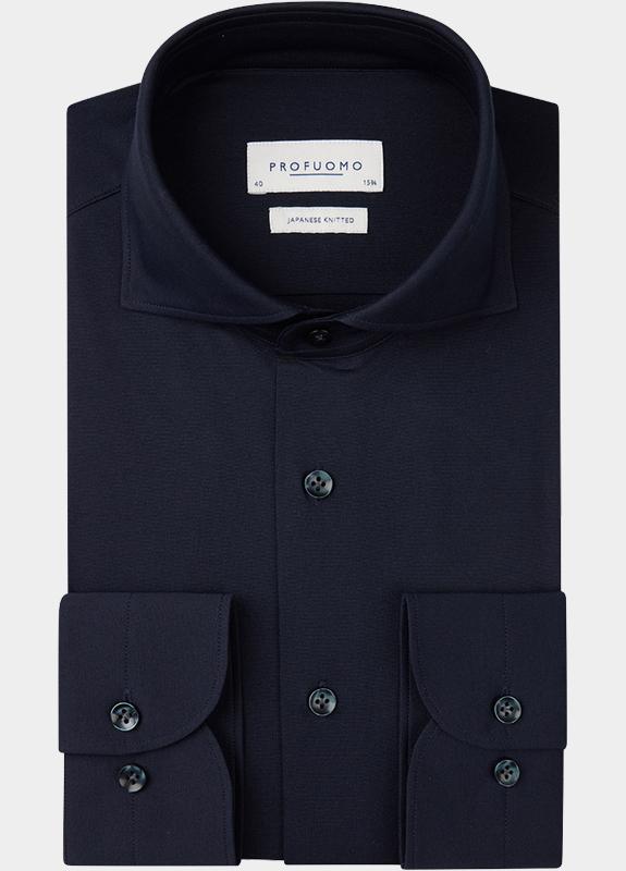 Profuomo Zakelijk overhemd heren Blauw Japanese Knitted Hux PP2H00008/C