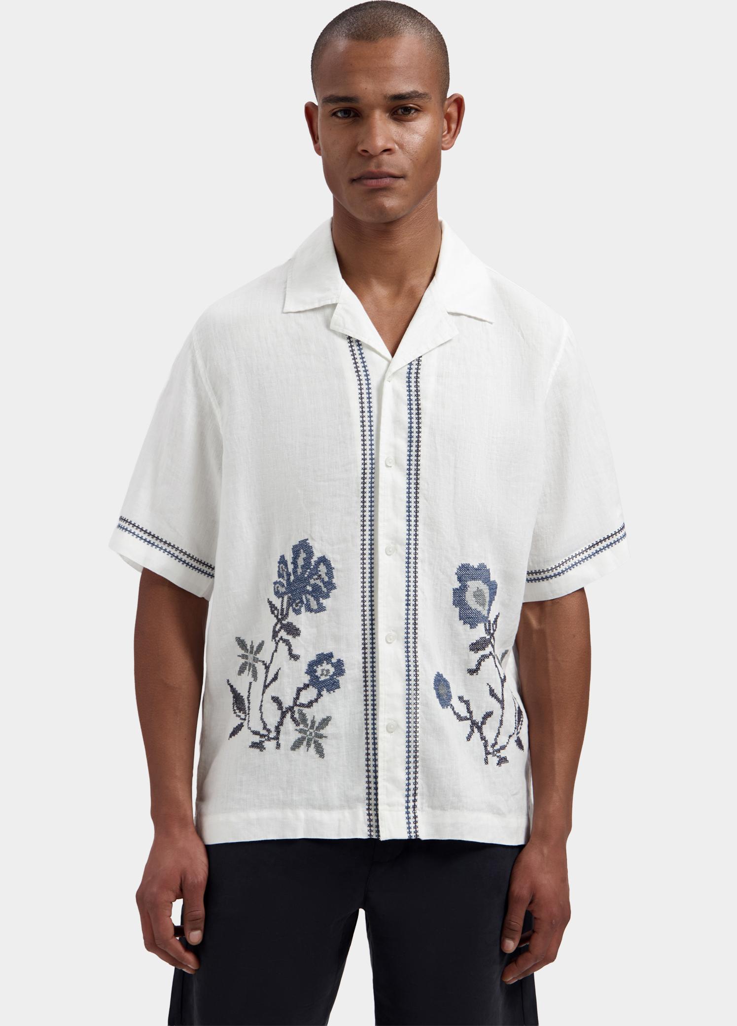 Dstrezzed overhemd korte mouw heren Wit Hero Artwork Shirt 311525/100