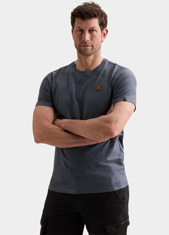 PME Legend T-shirt korte mouw Blauw Short sleeve r-neck jacquard PTSS2605591/5301